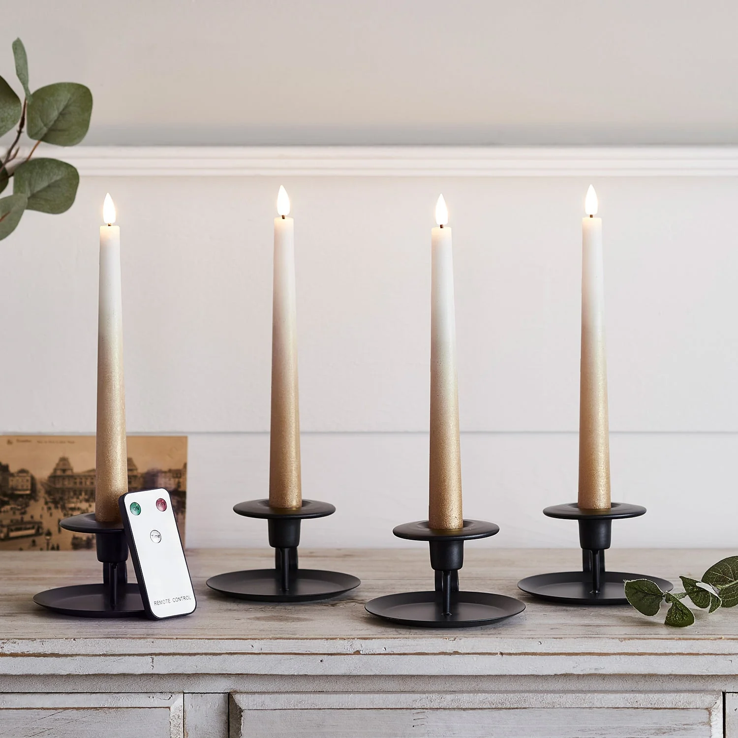 4 Bronze Ombre  TruGlow® Remote Control LED Taper Candles - Image 3