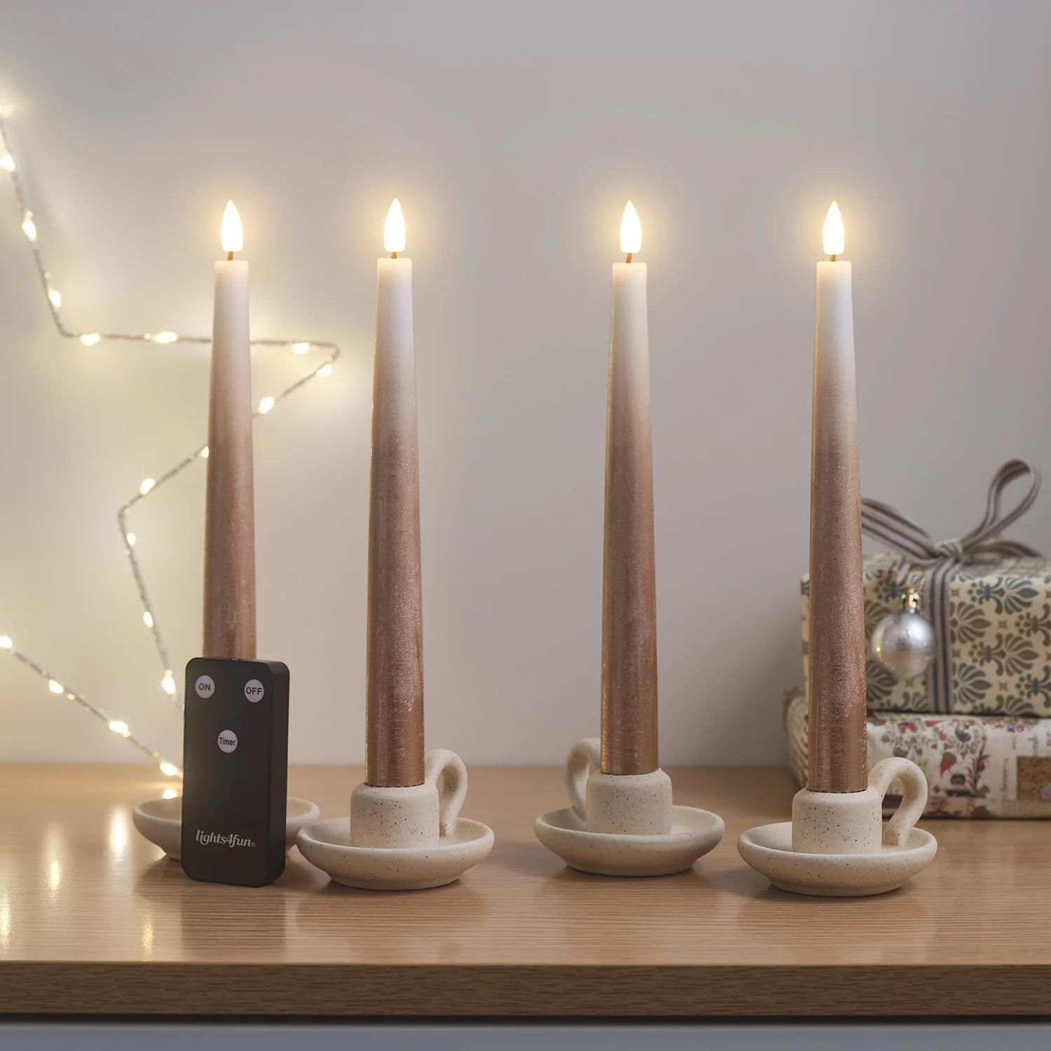 4 Bronze Ombre  TruGlow® Remote Control LED Taper Candles - Image 4