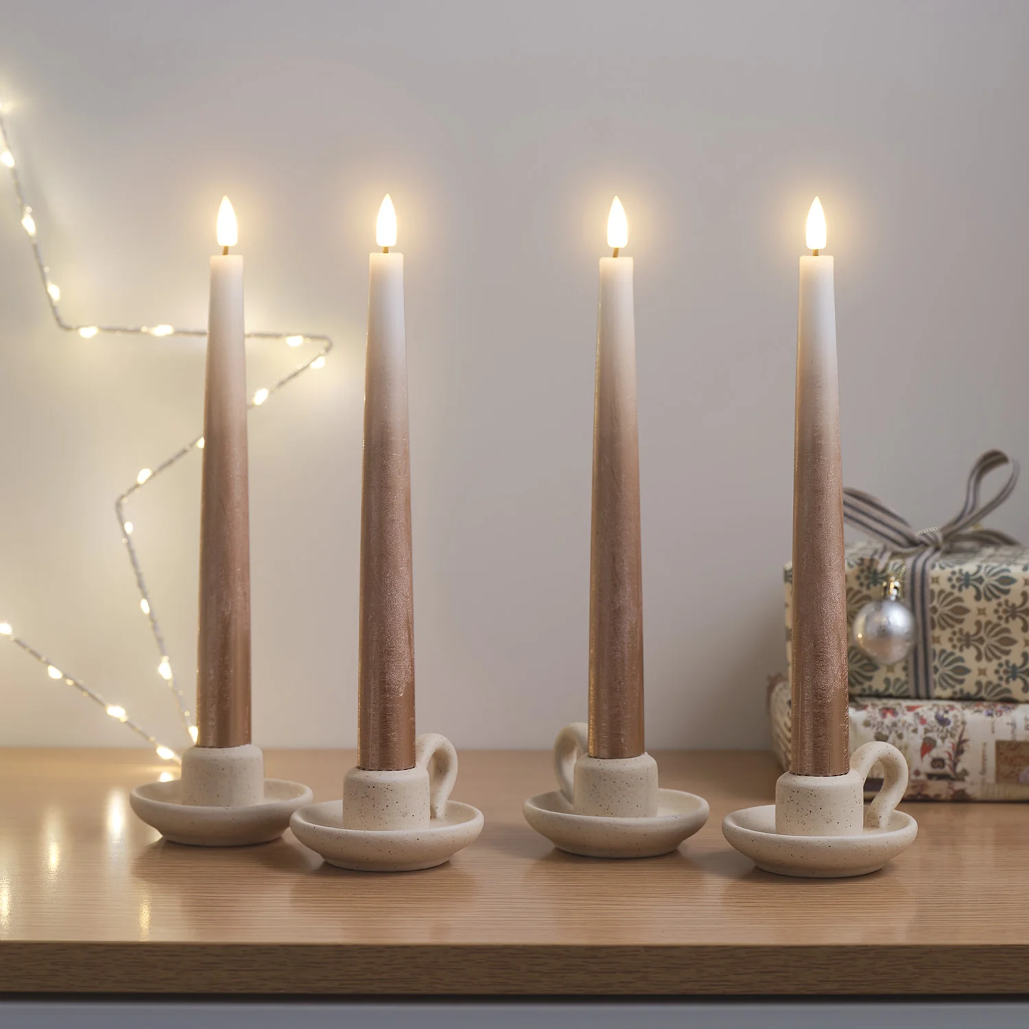 4 Bronze Ombre  TruGlow® Remote Control LED Taper Candles - Image 5