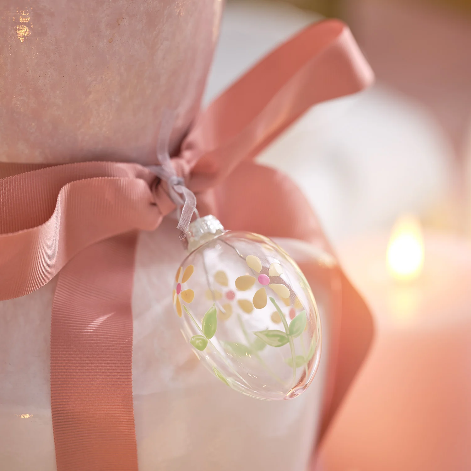 4 Floral Glass Egg Hanging Decorations - Image 2