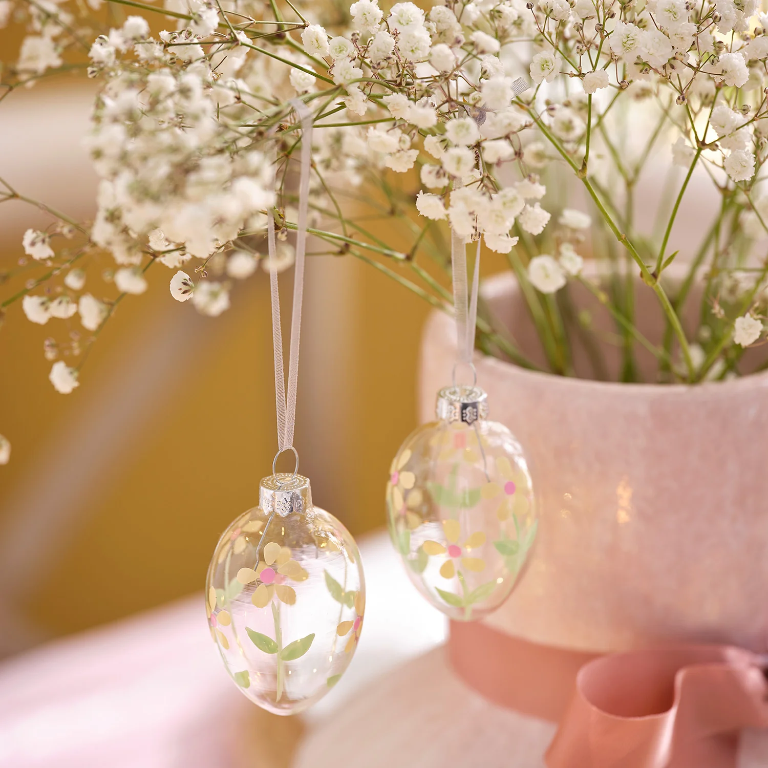 4 Floral Glass Egg Hanging Decorations - Image 4