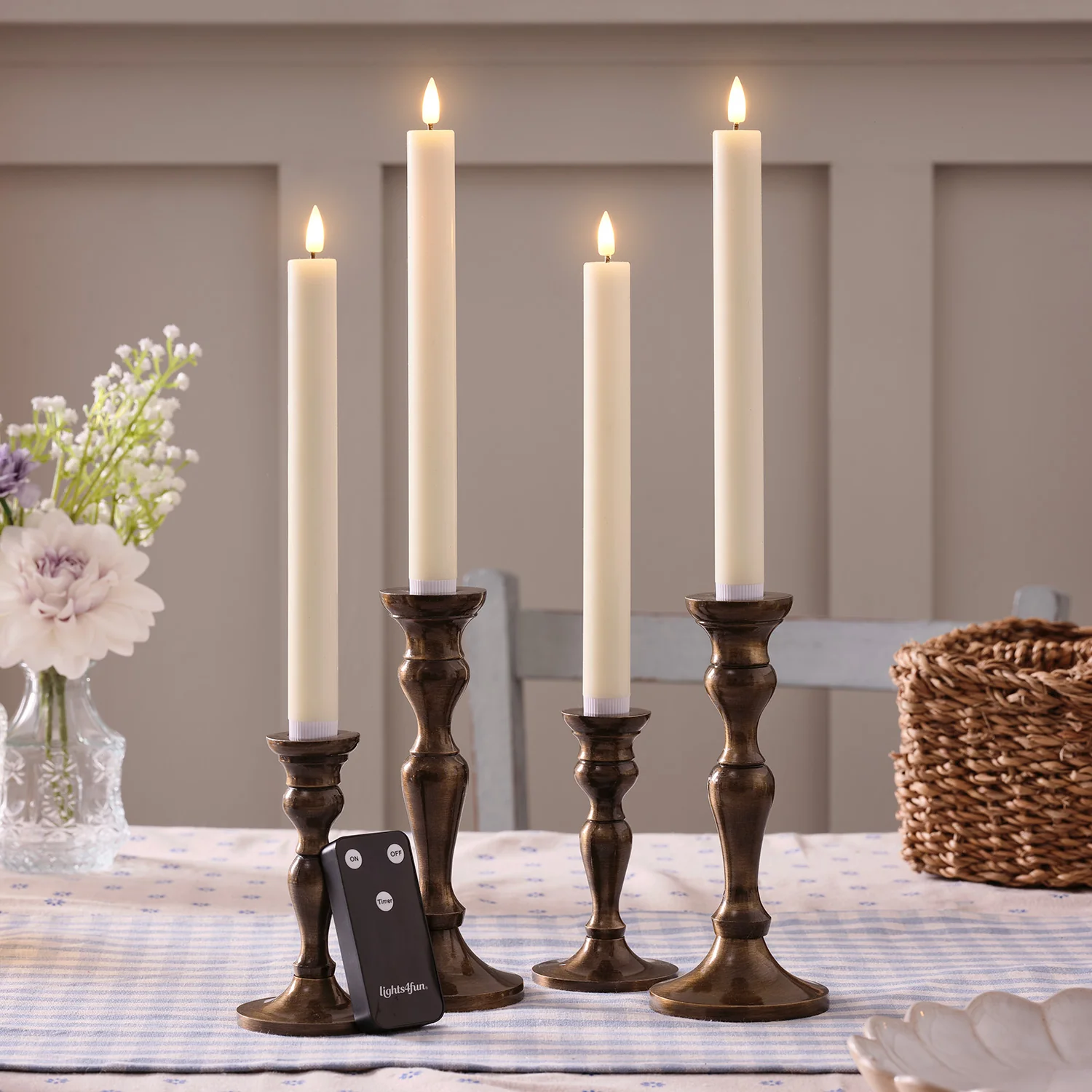 4 Rechargeable TruGlow® Taper Candles - Image 2