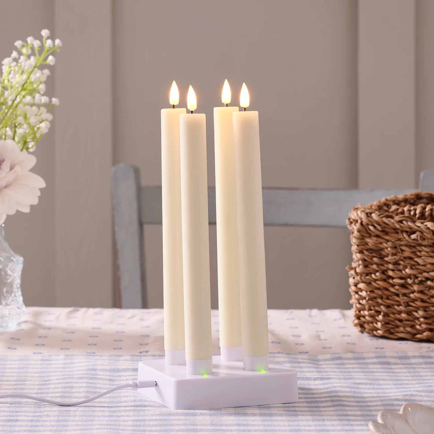 4 Rechargeable TruGlow® Taper Candles - Image 3