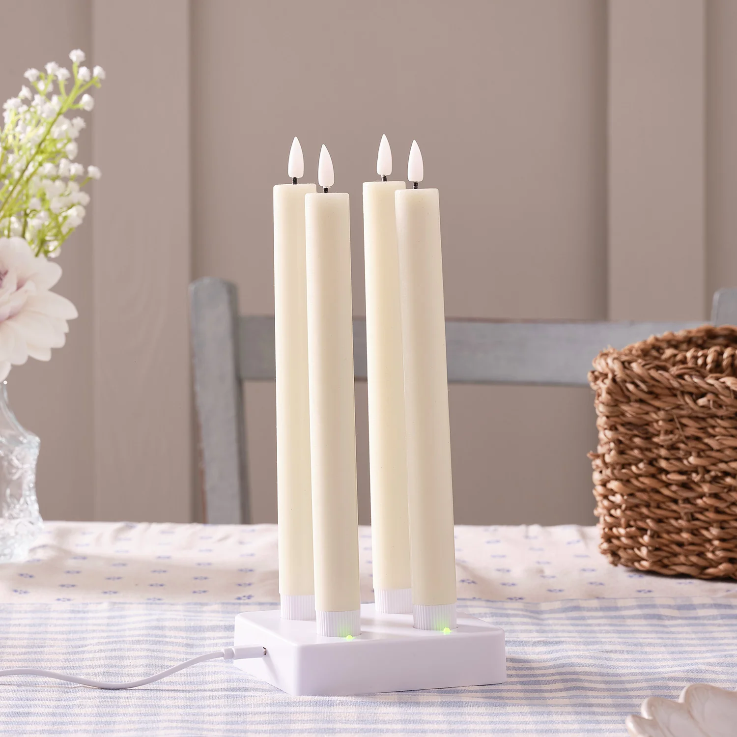 4 Rechargeable TruGlow® Taper Candles - Image 4