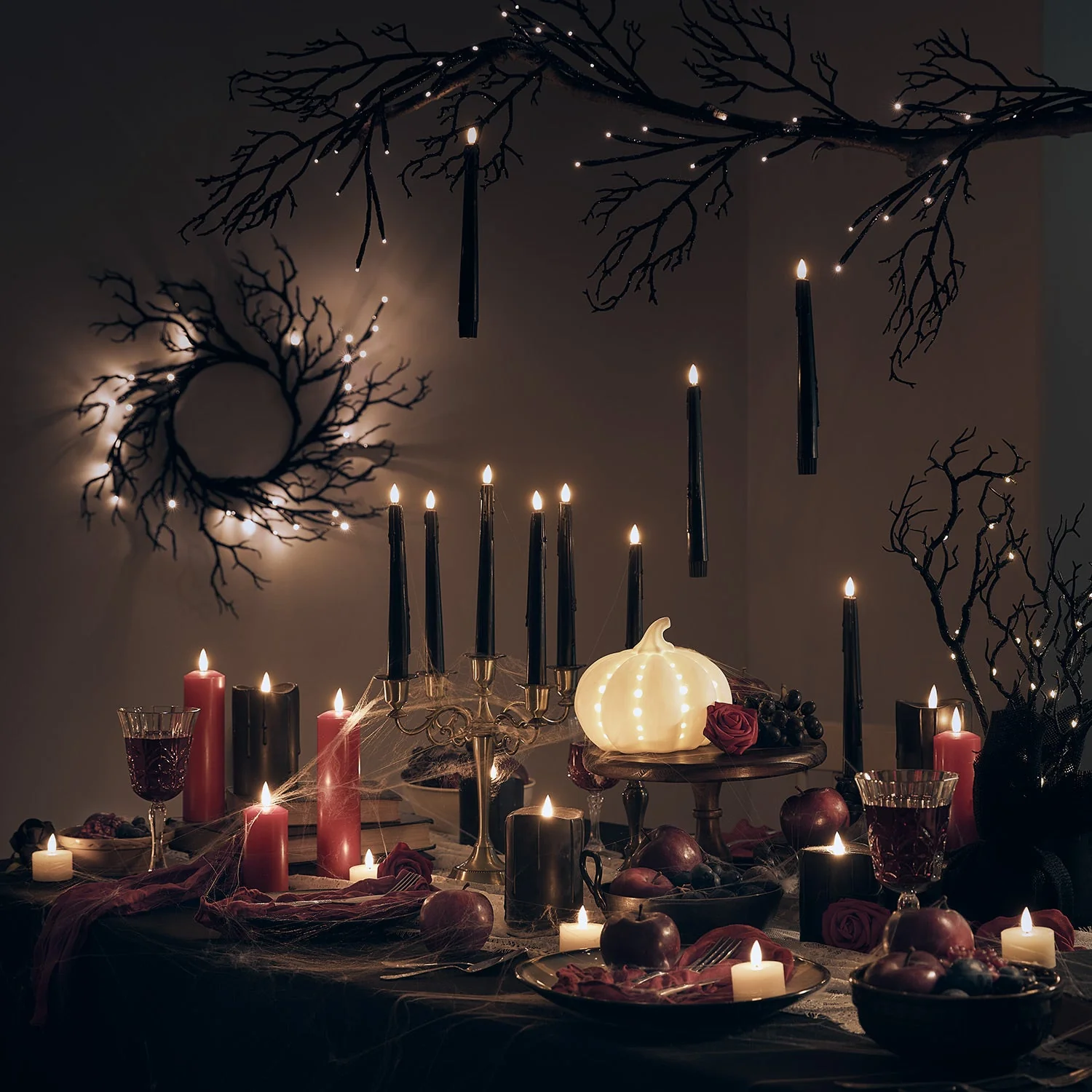 4 TruGlow® Black Dripping Wax LED Taper Candles With Remote Control - Image 4