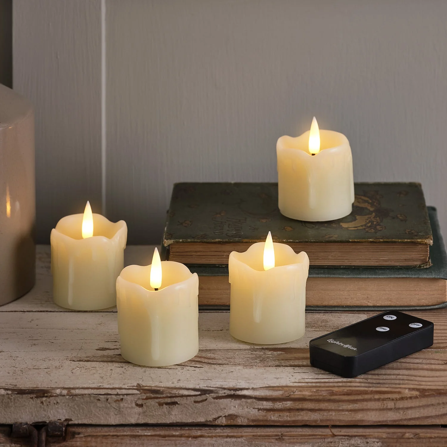 4 TruGlow® Dripping Wax LED Votive Candles - Image 3
