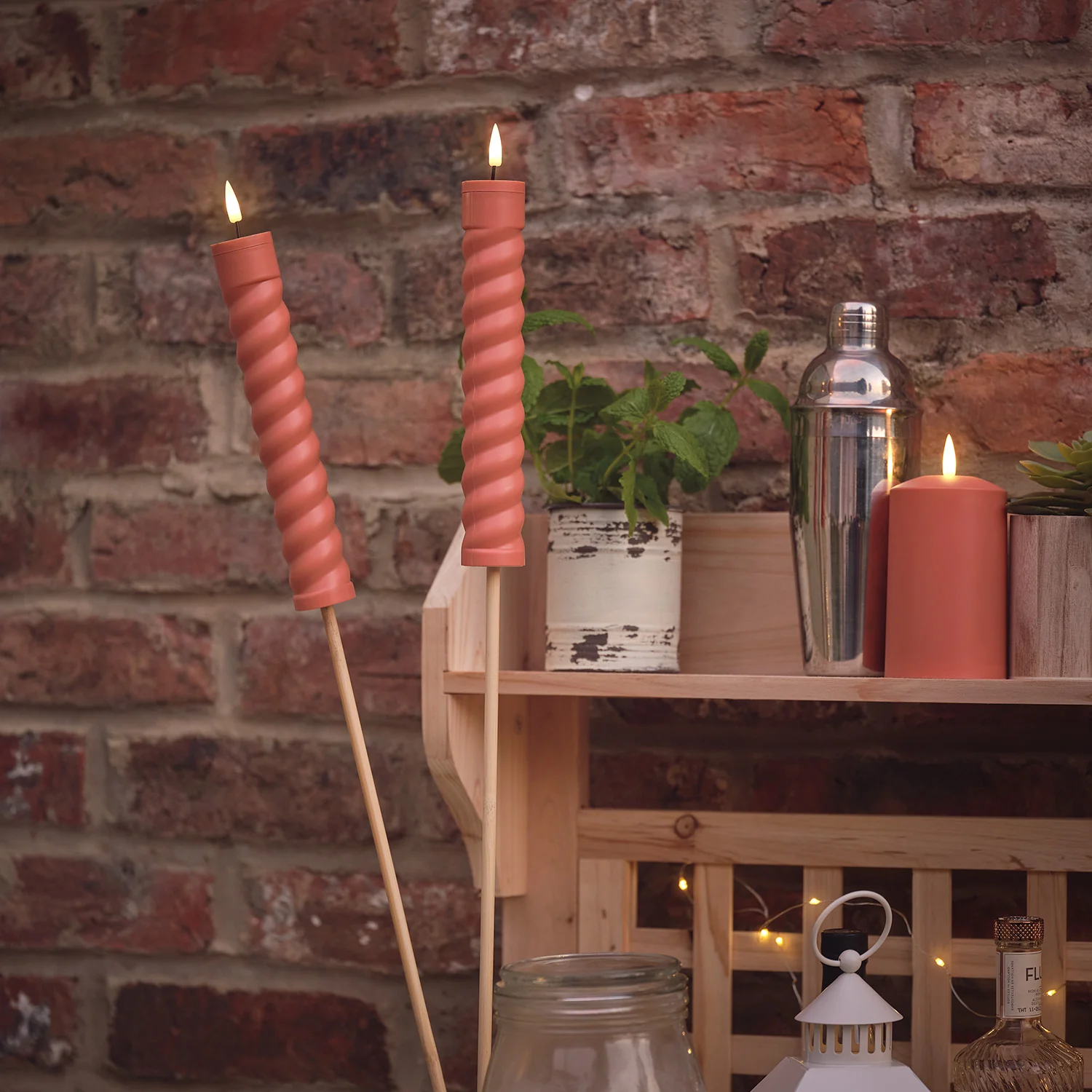 4 TruGlow® Terracotta Coloured Solar Tiki Torches - Image 3