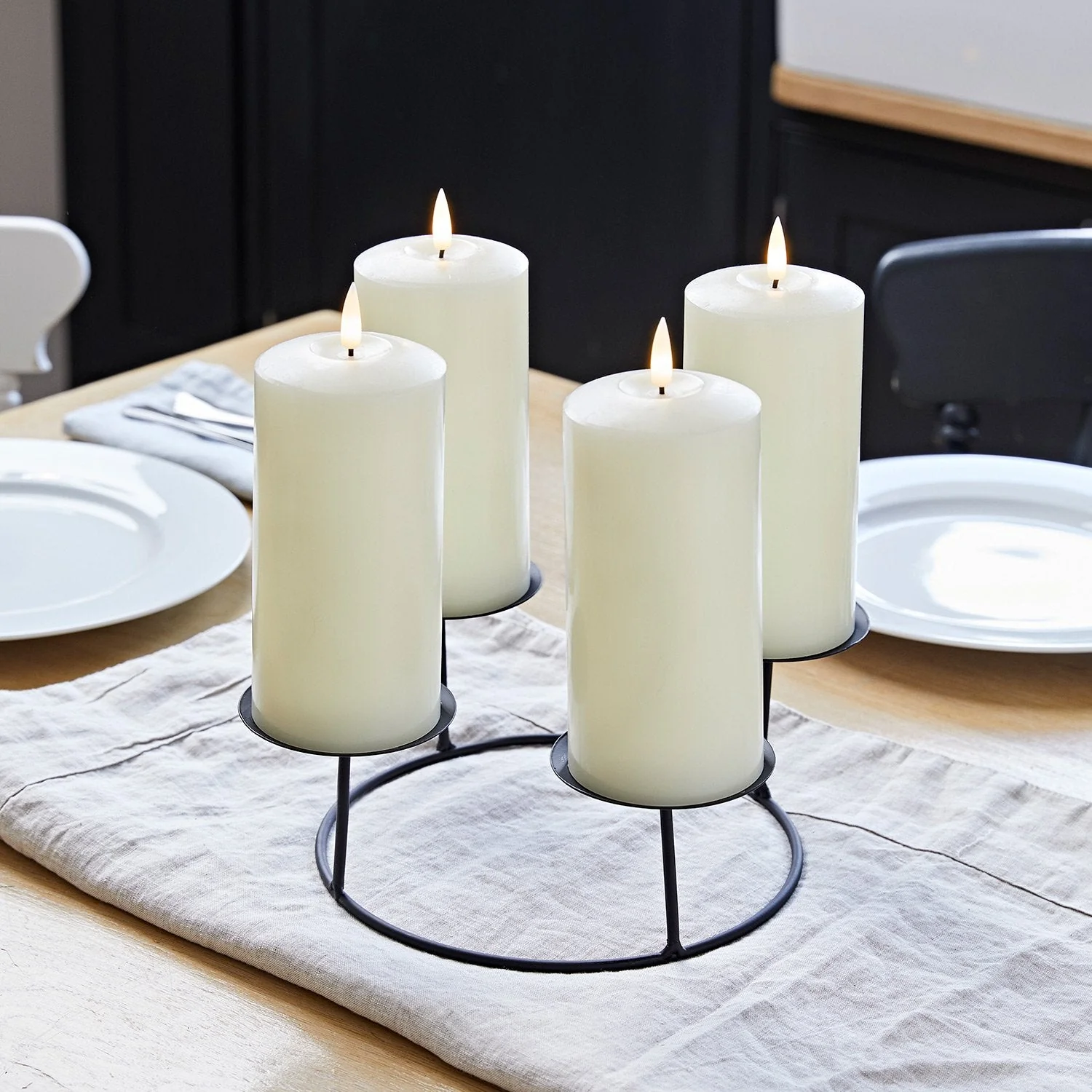 4  TruGlow® Ivory LED Pillar Candles & Table Candle Holder - Image 5
