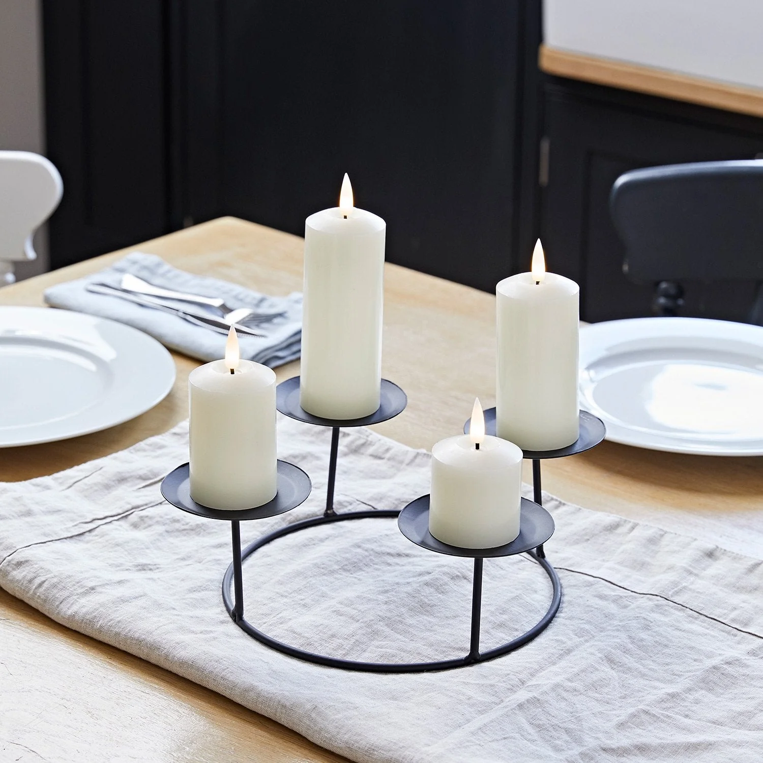 4  TruGlow® Ivory Slim LED Candles & Table Candle Holder - Image 4