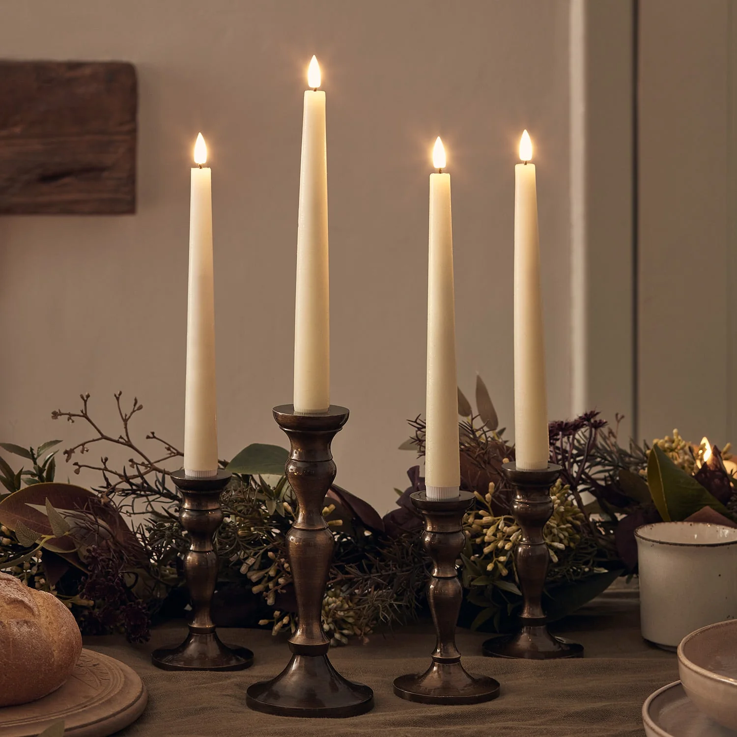 4 Ivory TruGlow® LED Taper Candles with Remote Control - Image 9