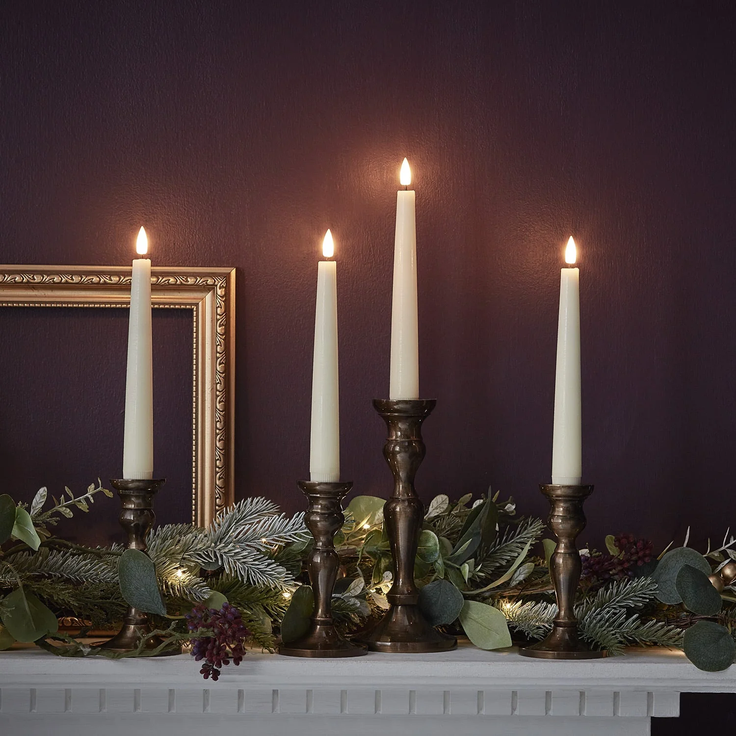 4 Ivory TruGlow® Remote Control Short LED Taper Candles - Image 3