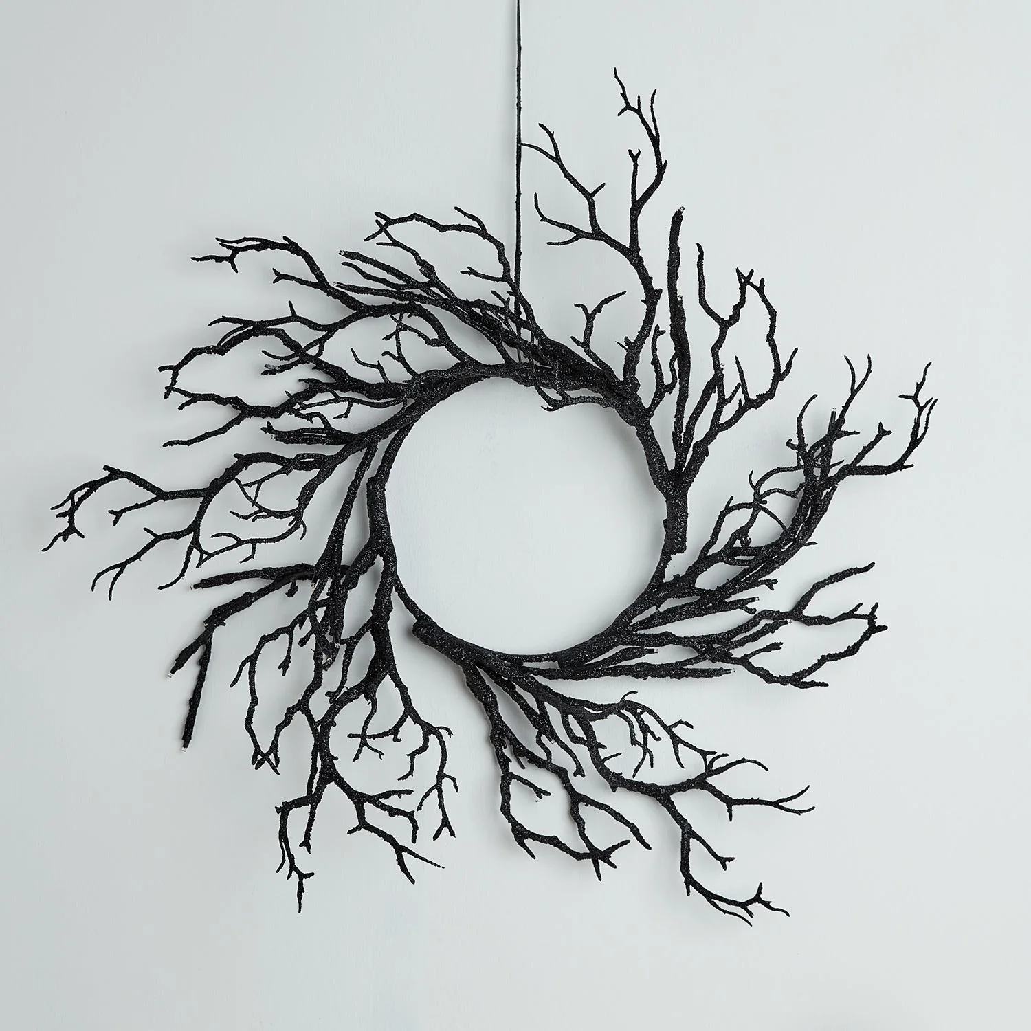 40cm Pre Lit Black Twig Halloween Wreath - Image 2