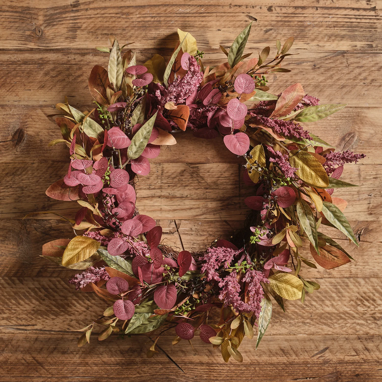 50cm Pre Lit Autumn Winter Full Wreath - Image 4