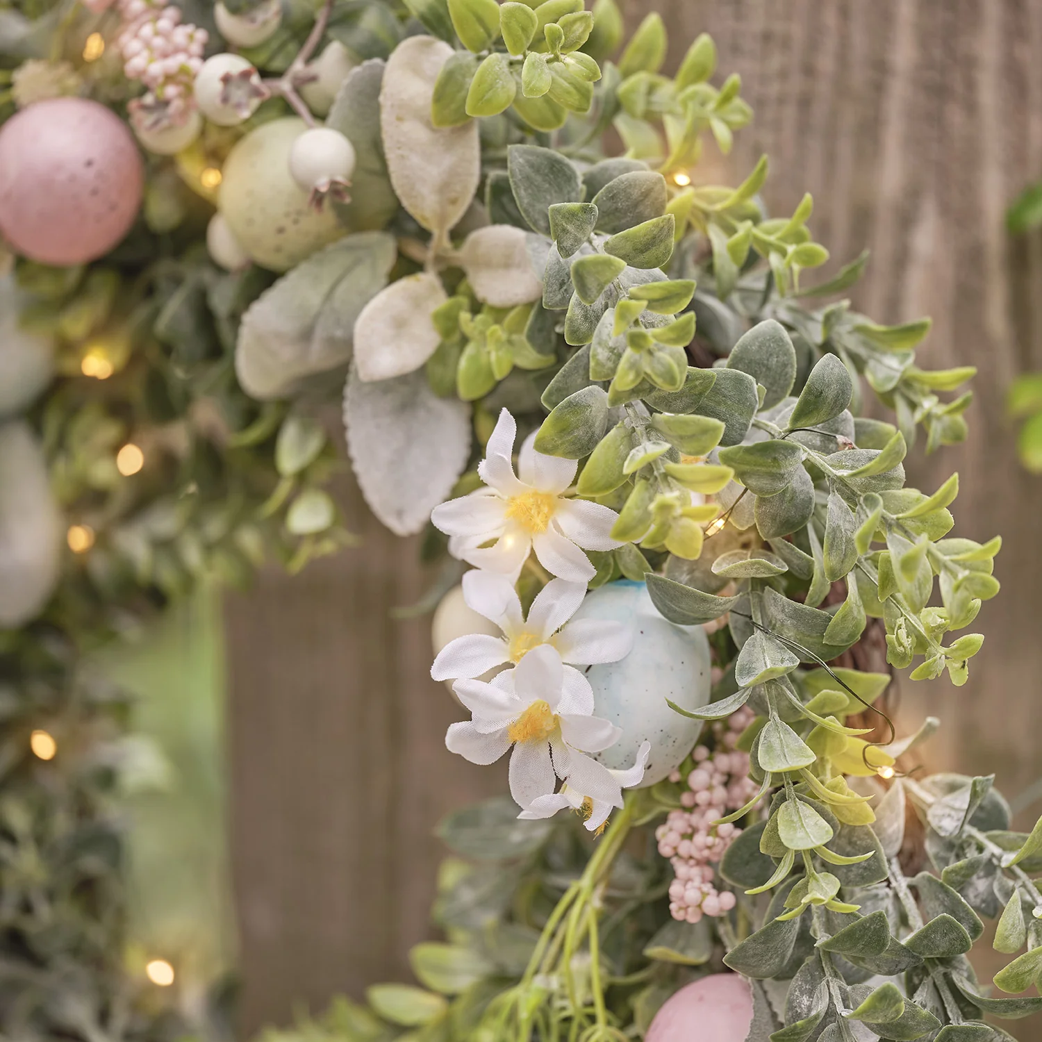 50cm Pre Lit Easter Egg Wreath - Image 3