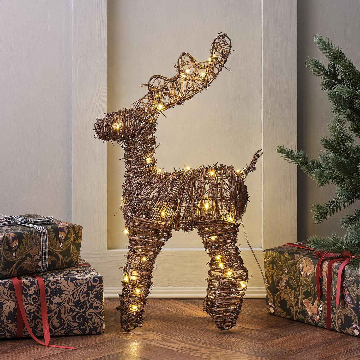 55cm Mini Rattan LED Reindeer Figure - Image 2