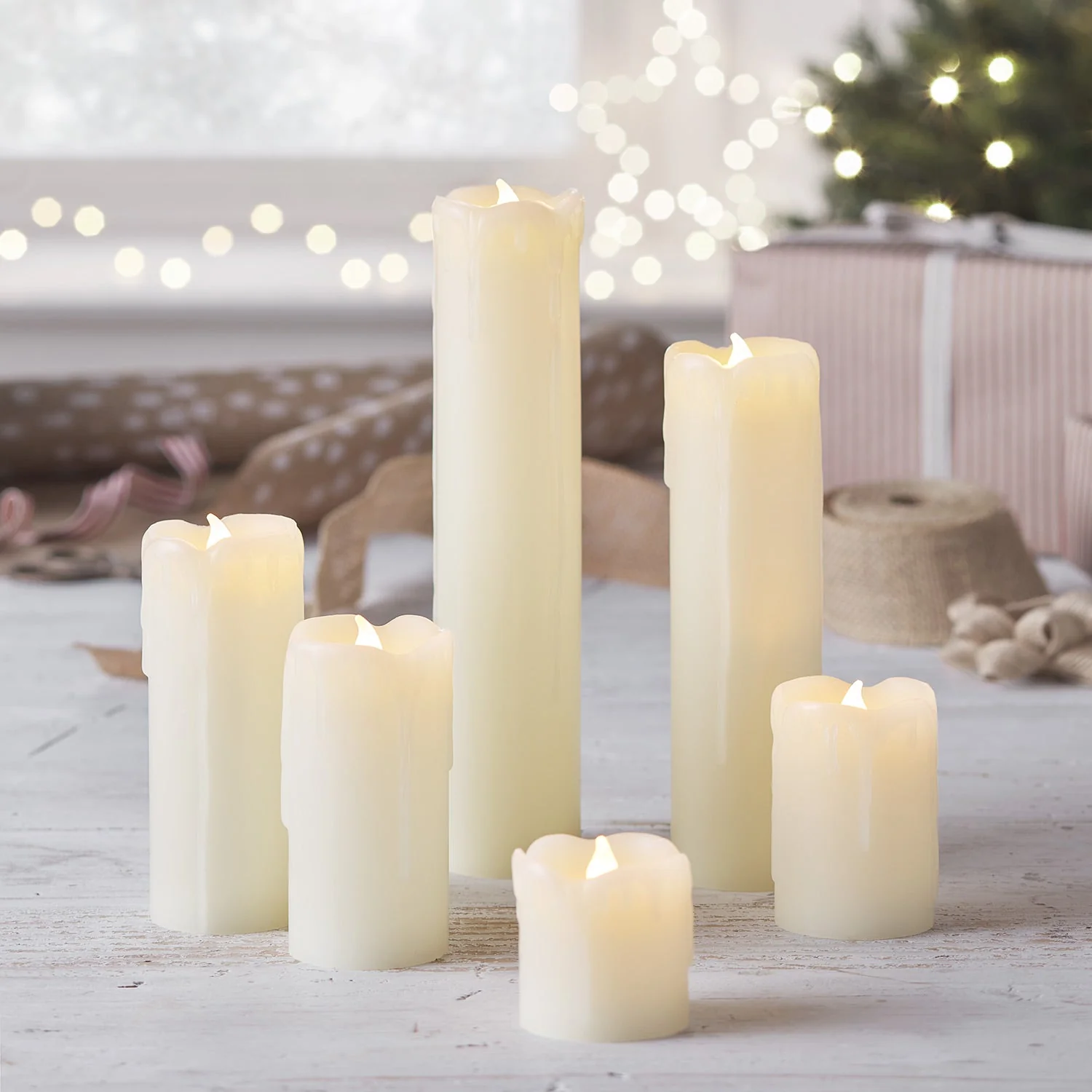 6 Slim LED Battery Candles With Dripping Wax - Image 4