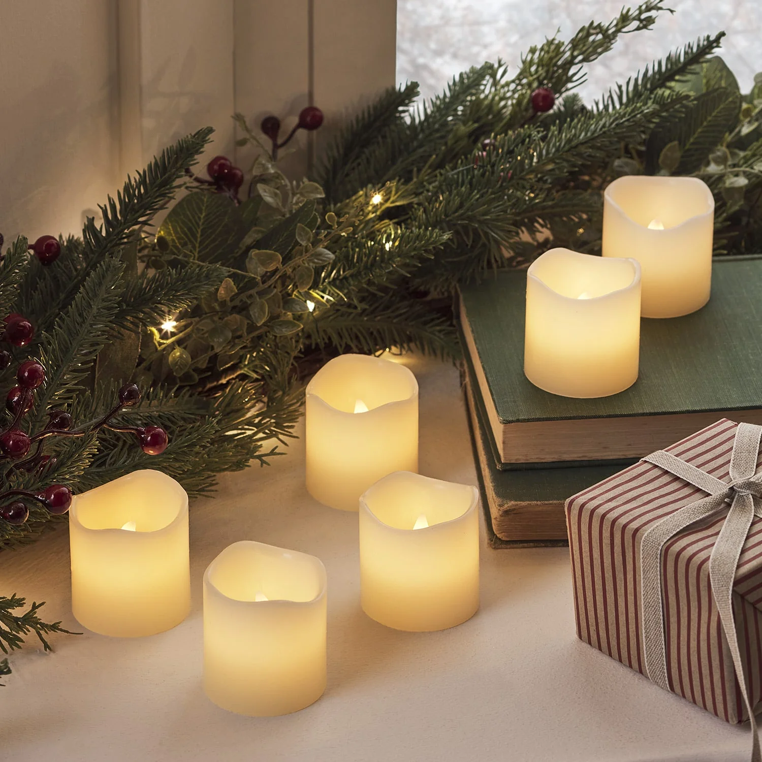 6 Wax Battery LED Votive Candles - Image 3