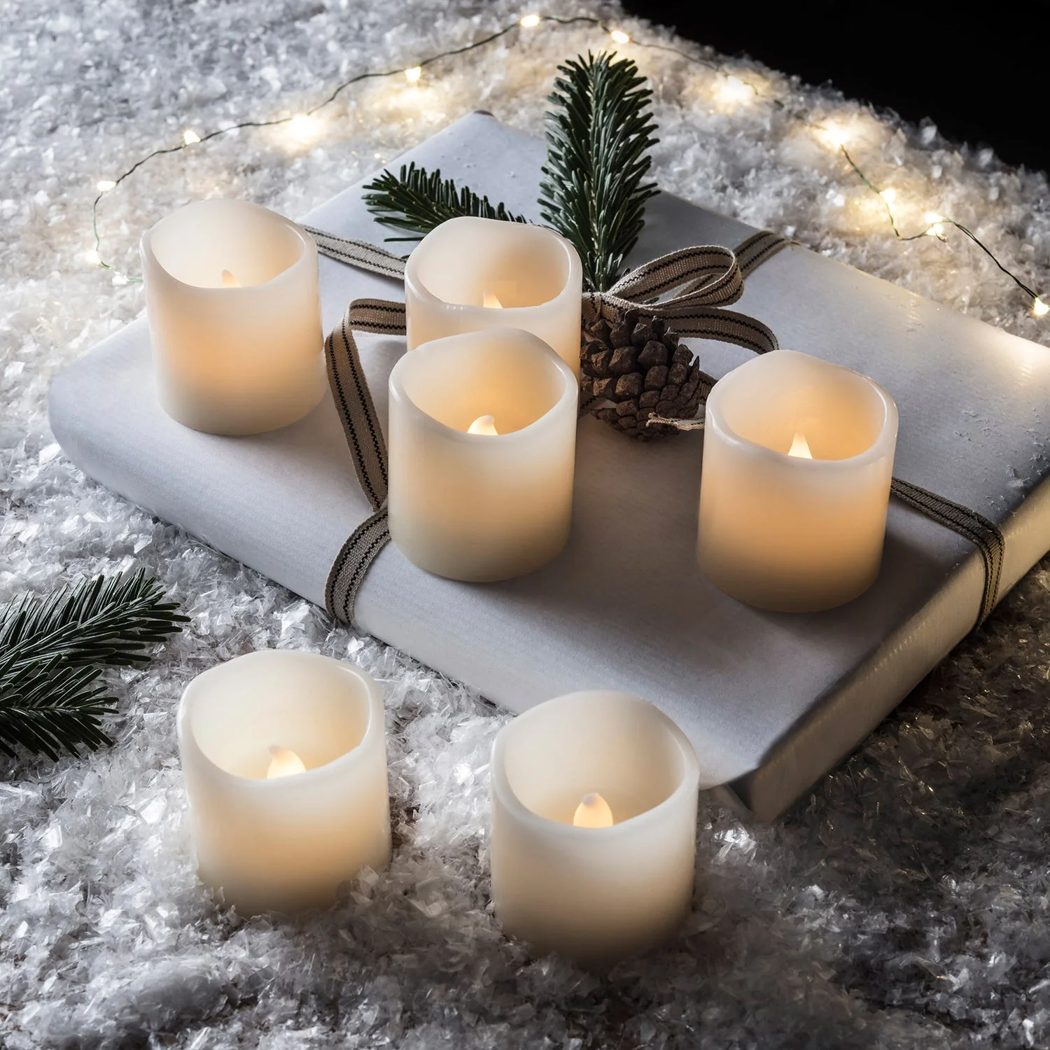 6 Wax Battery LED Votive Candles - Image 4