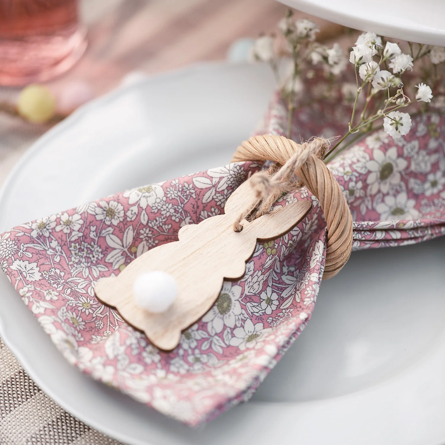 6 Wooden Bunny & Egg Hanging Decorations - Image 3