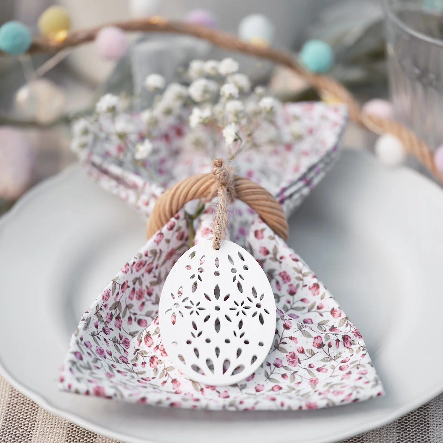 6 Wooden Bunny & Egg Hanging Decorations - Image 4