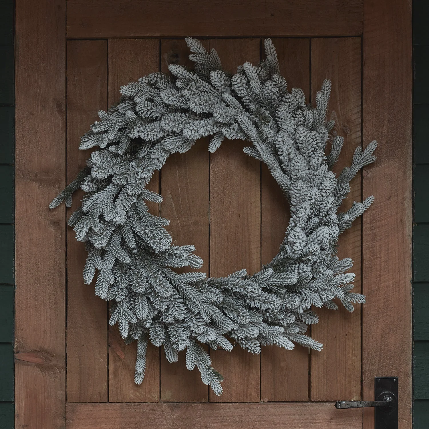 60cm Pre Lit Outdoor Snowy Christmas Wreath - Image 2