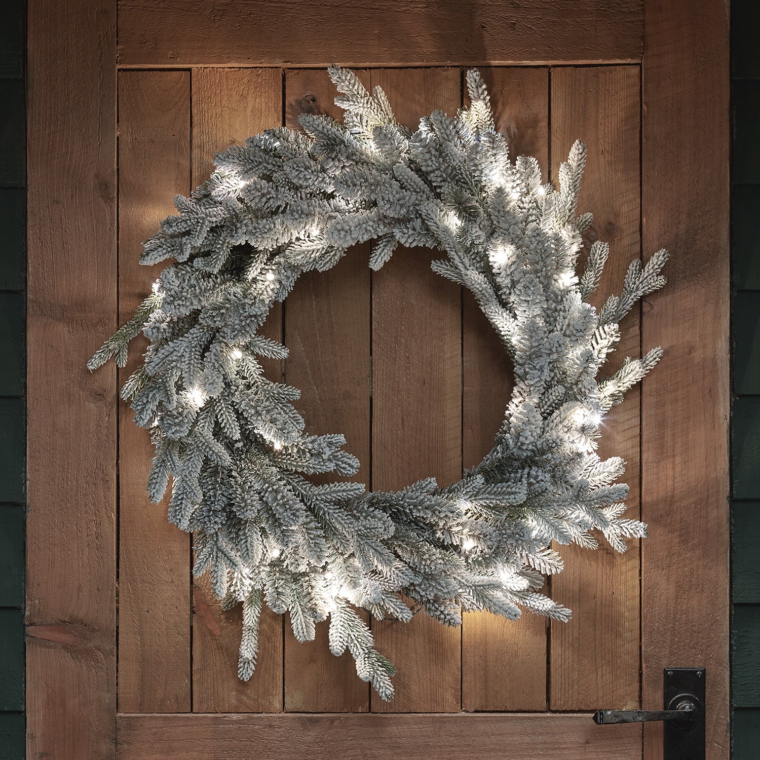 60cm Pre Lit Outdoor Snowy Christmas Wreath - Image 4