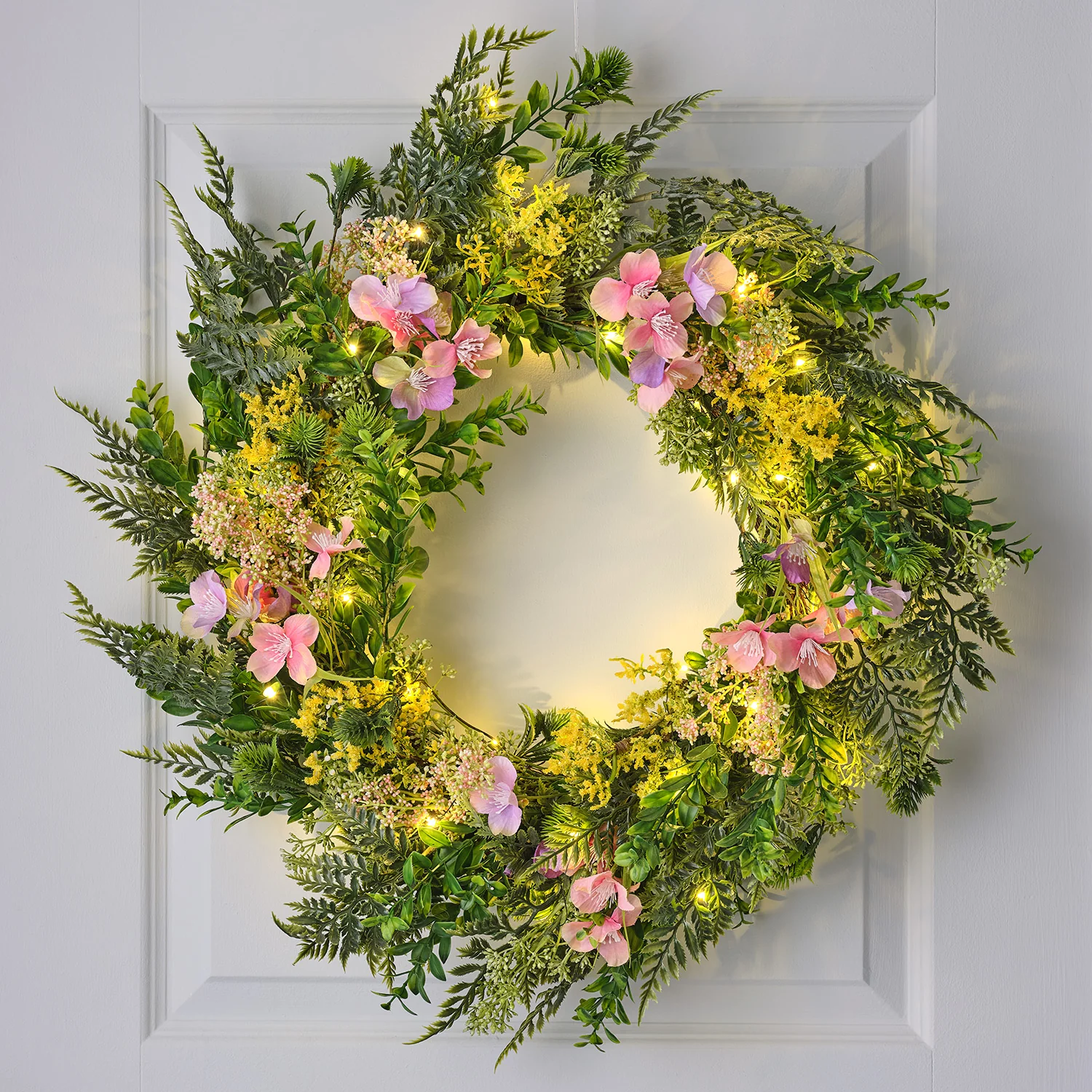 60cm Pre Lit Oversized Easter Wreath with Removable Egg Garland - Image 4