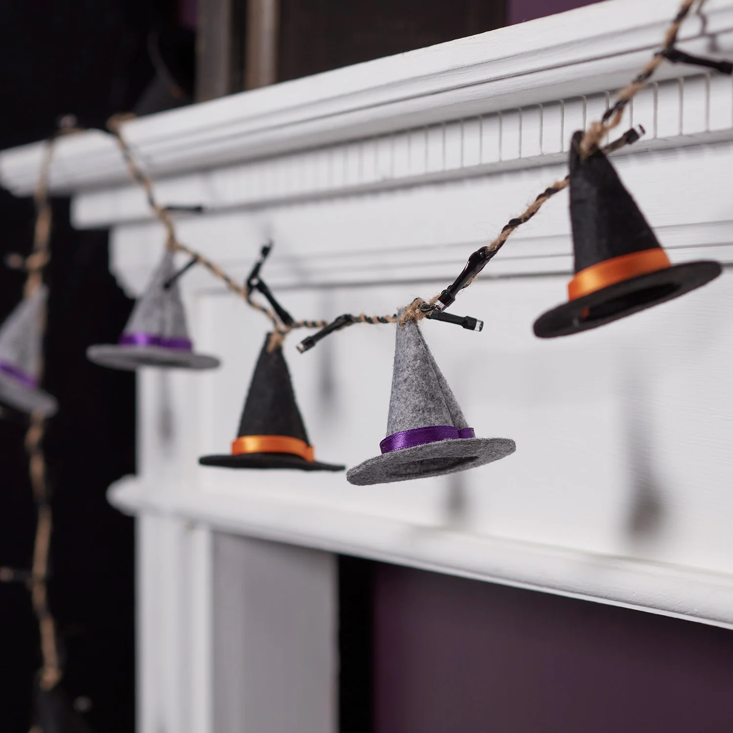 8 Felt Witches Hat Halloween Lights - Image 2