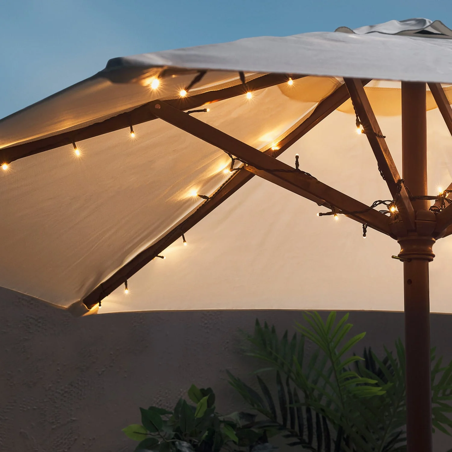 80 Warm White LED Battery Operated Parasol Lights - Image 2