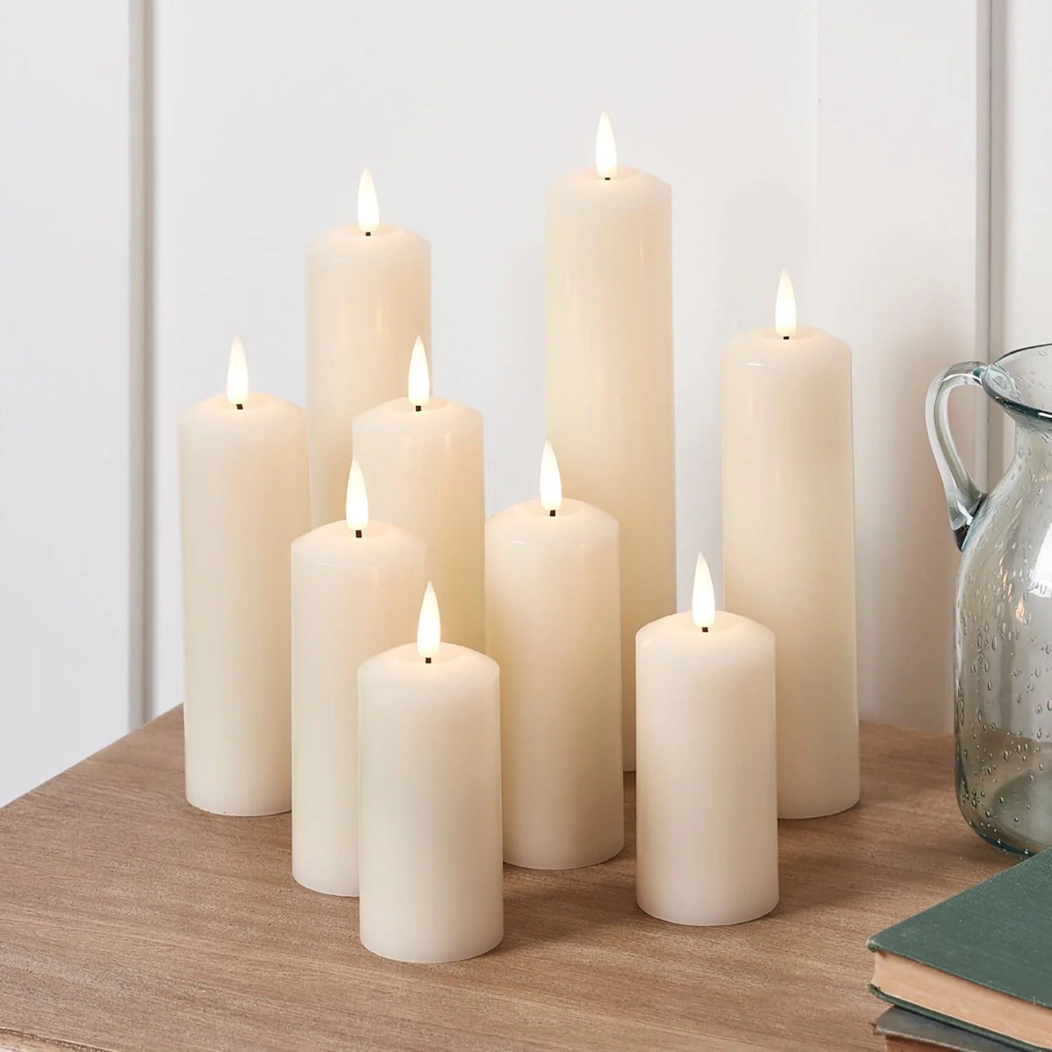 9  TruGlow® Ivory LED Slim Pillar Candles With Remote Control - Image 10