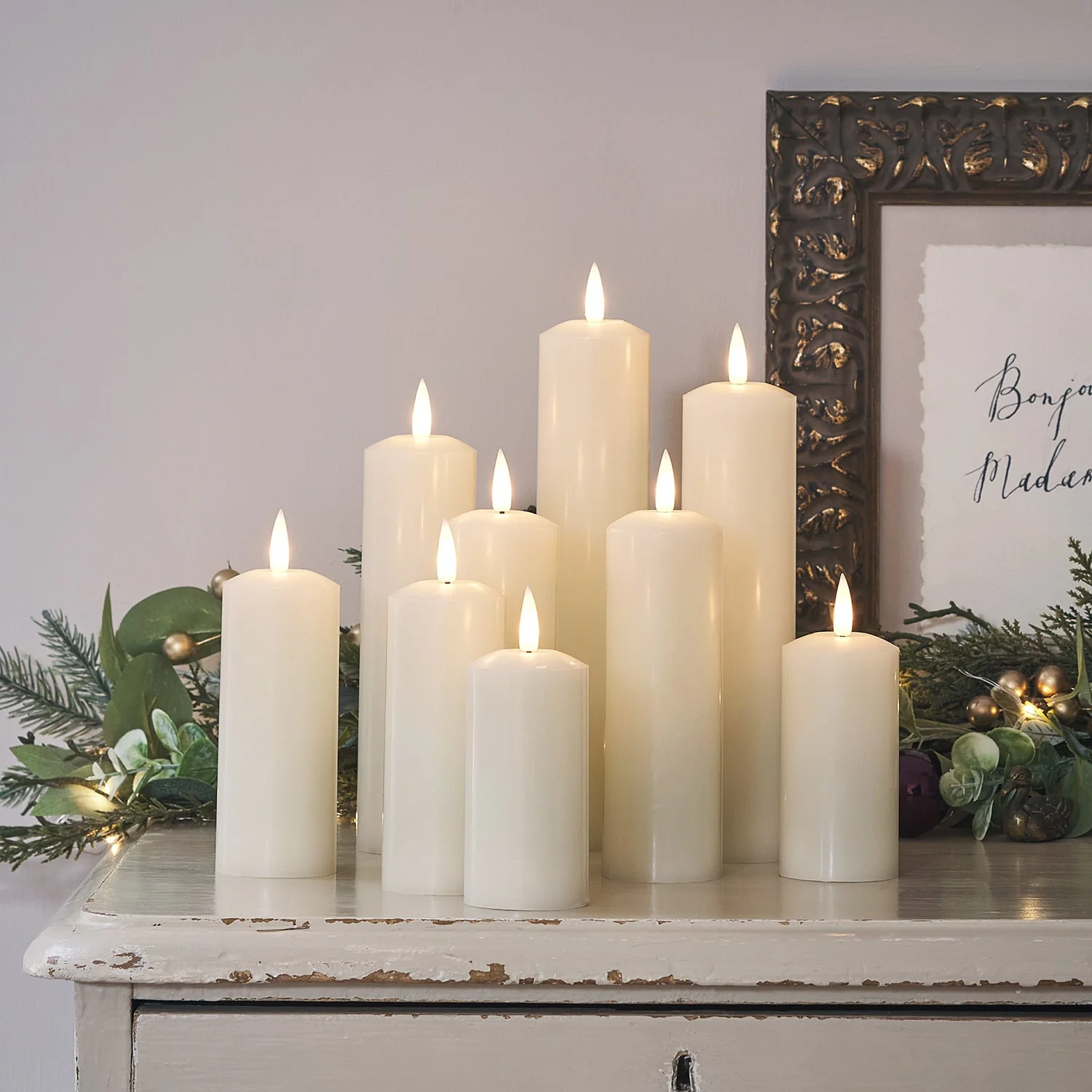 9  TruGlow® Ivory LED Slim Pillar Candles With Remote Control - Image 3