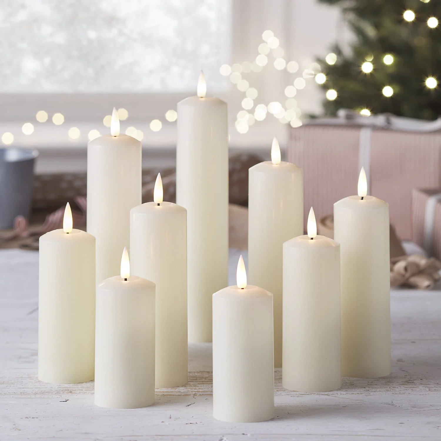 9  TruGlow® Ivory LED Slim Pillar Candles With Remote Control - Image 5