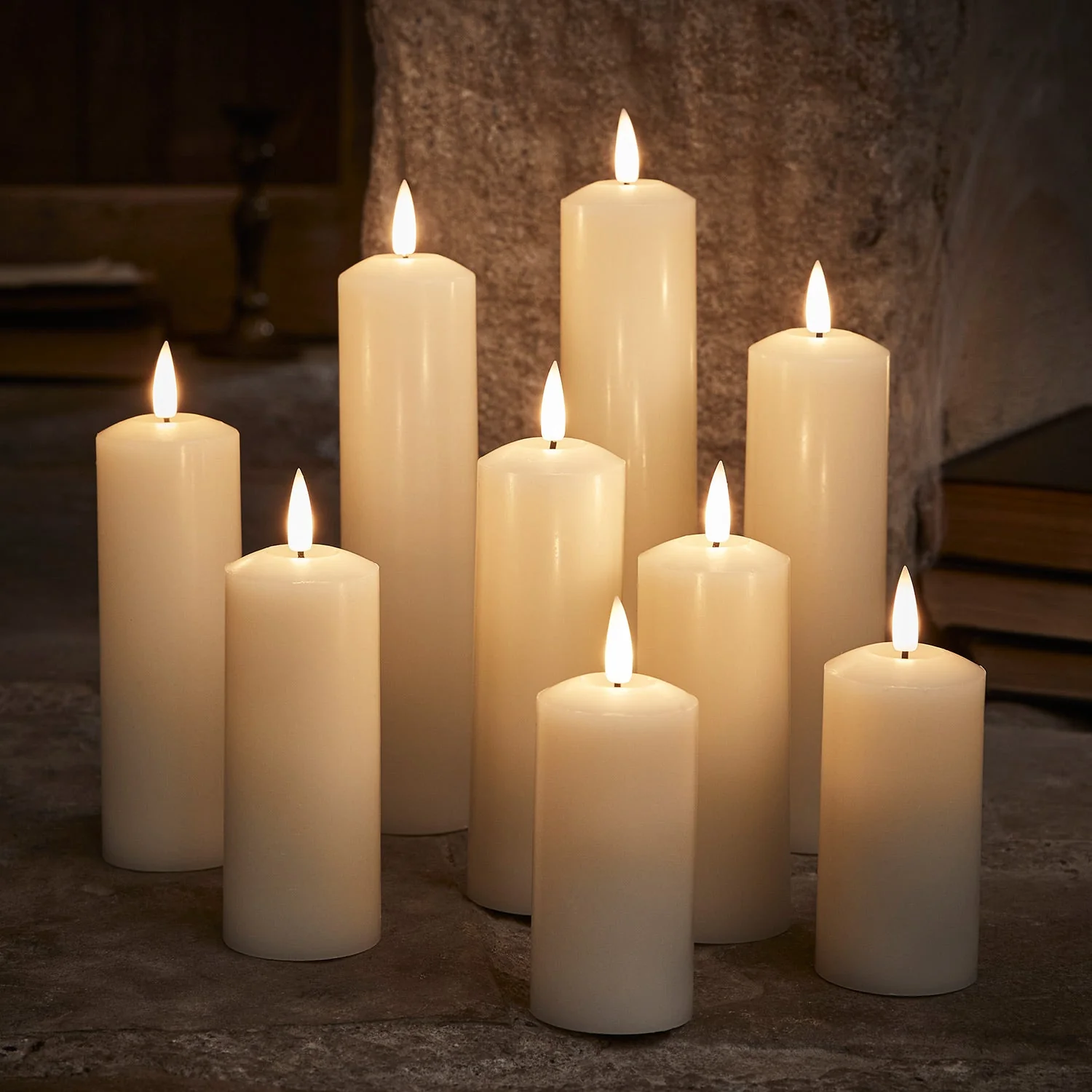 9  TruGlow® Ivory LED Slim Pillar Candles With Remote Control - Image 9