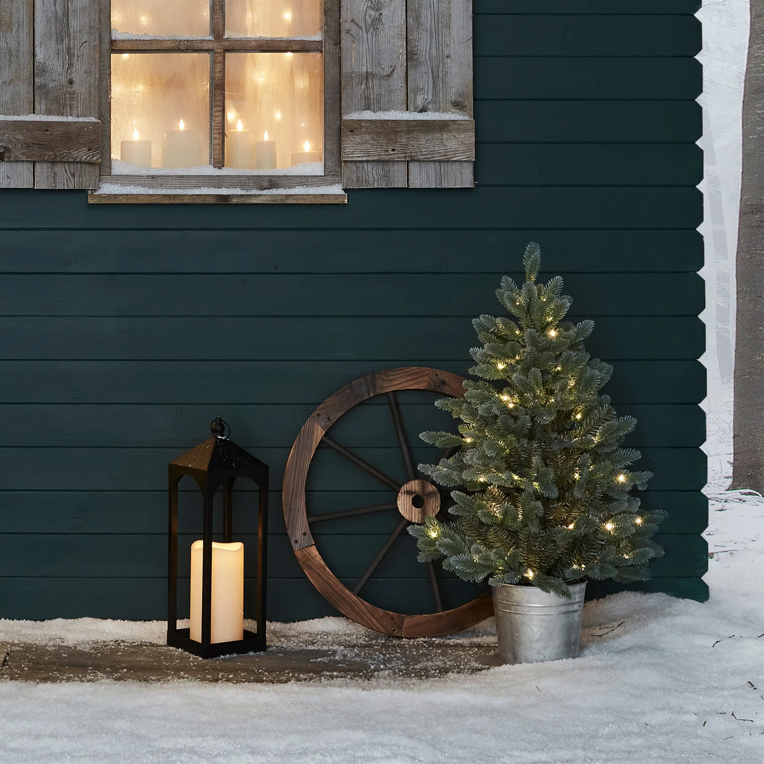 90cm Pre Lit Potted Outdoor Christmas Tree - Image 3