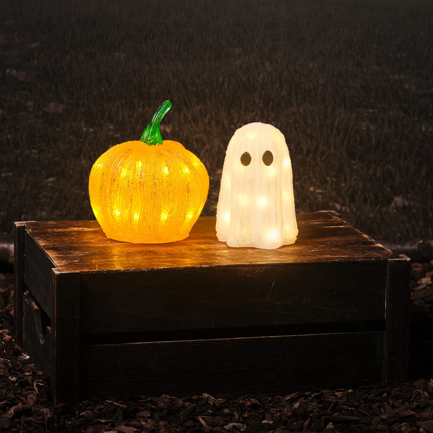 Mini Ghost & Pumpkin Light Up Halloween Decorations - Image 3