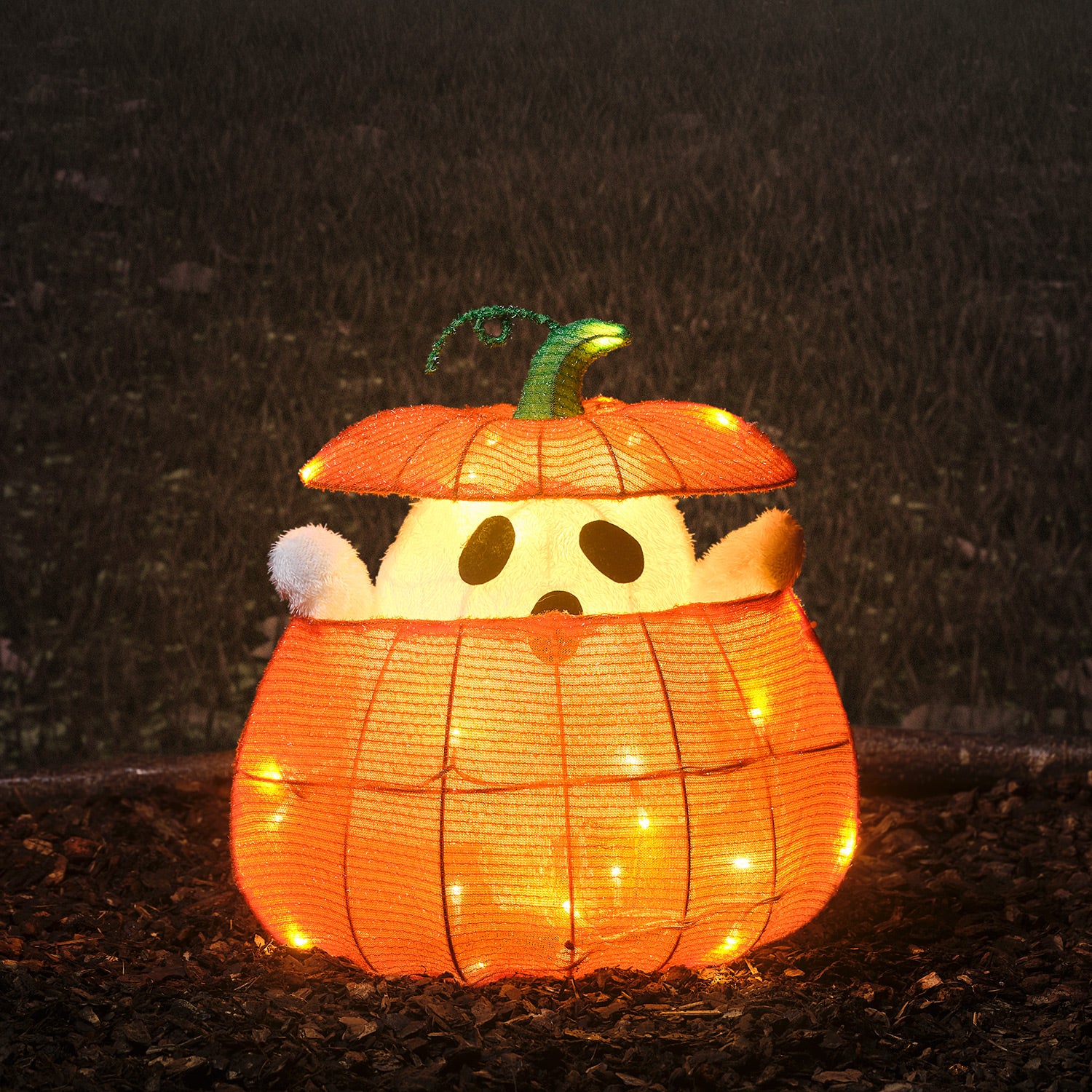 Animated Ghost in a Pumpkin Light Up Halloween Decoration - Image 2