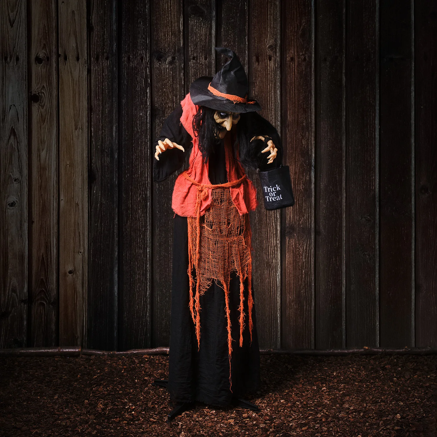 1.6m Animated Witch with Candy Bag Halloween Decoration - Image 2