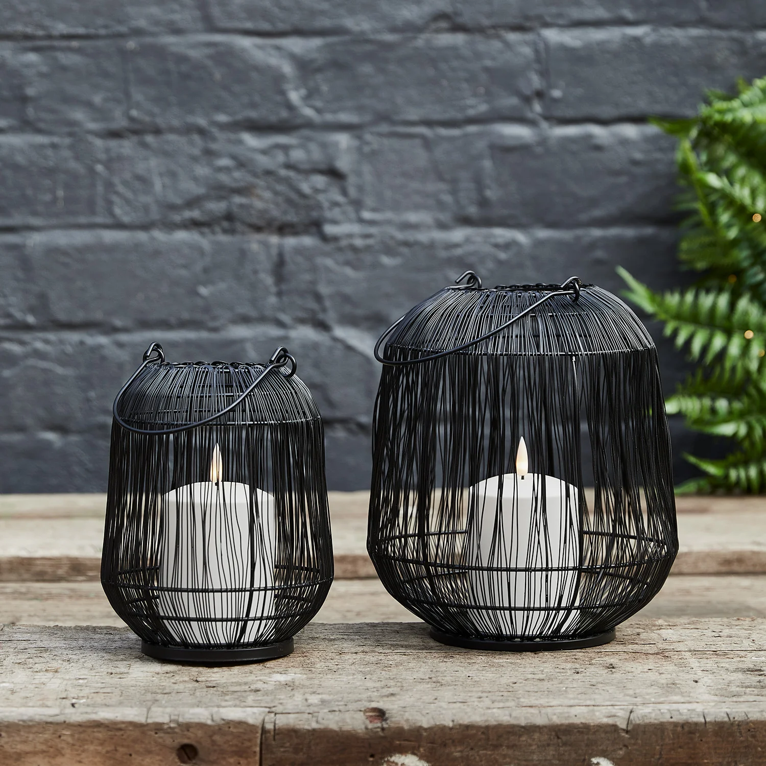 Antonio Large Black Garden Lantern with White TruGlow® Candle - Image 2