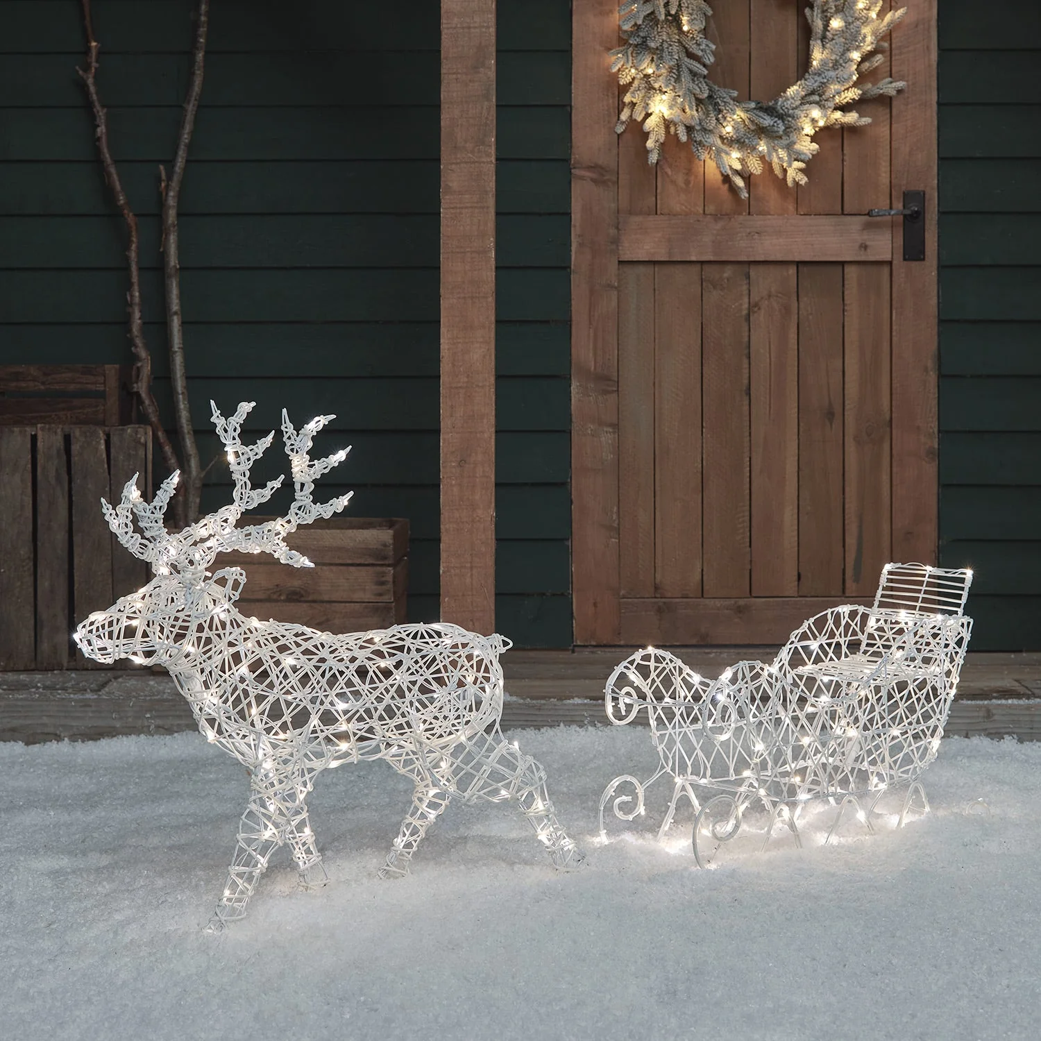 70cm Arkendale Dual LED Battery Operated Outdoor Reindeer & Sleigh - Image 3