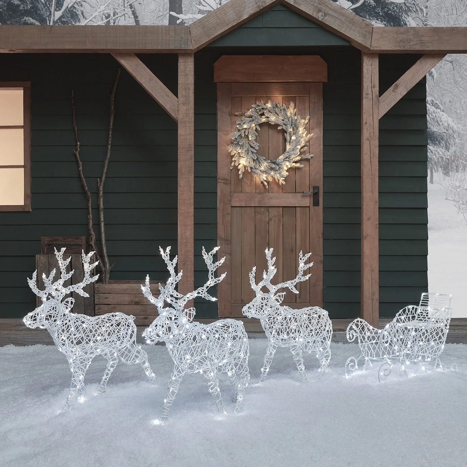 Arkendale Dual Coloured LED Battery Operated Reindeer and Sleigh - Image 3