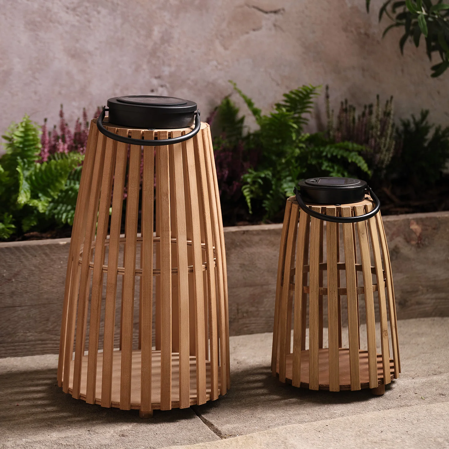 Sol Wooden Solar Lantern Duo - Image 2