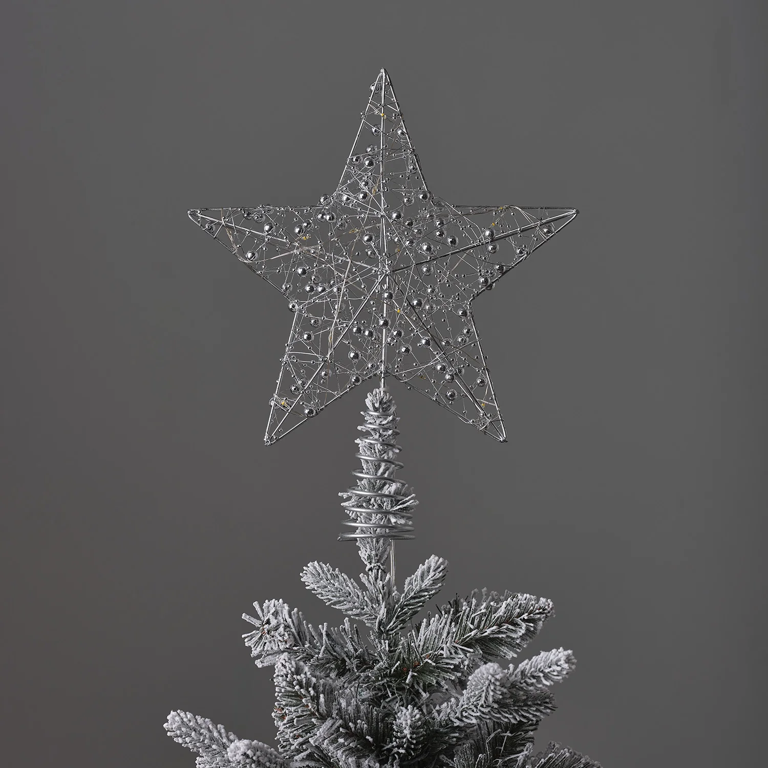 Beaded Silver Star Micro LED Christmas Tree Topper - Image 5