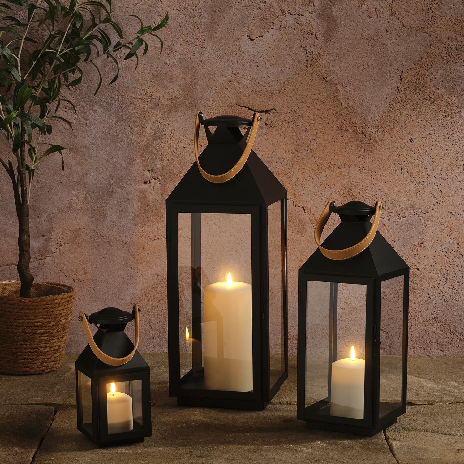 Brixham Leather Handle Lantern Trio with TruGlow® Candles - Image 8