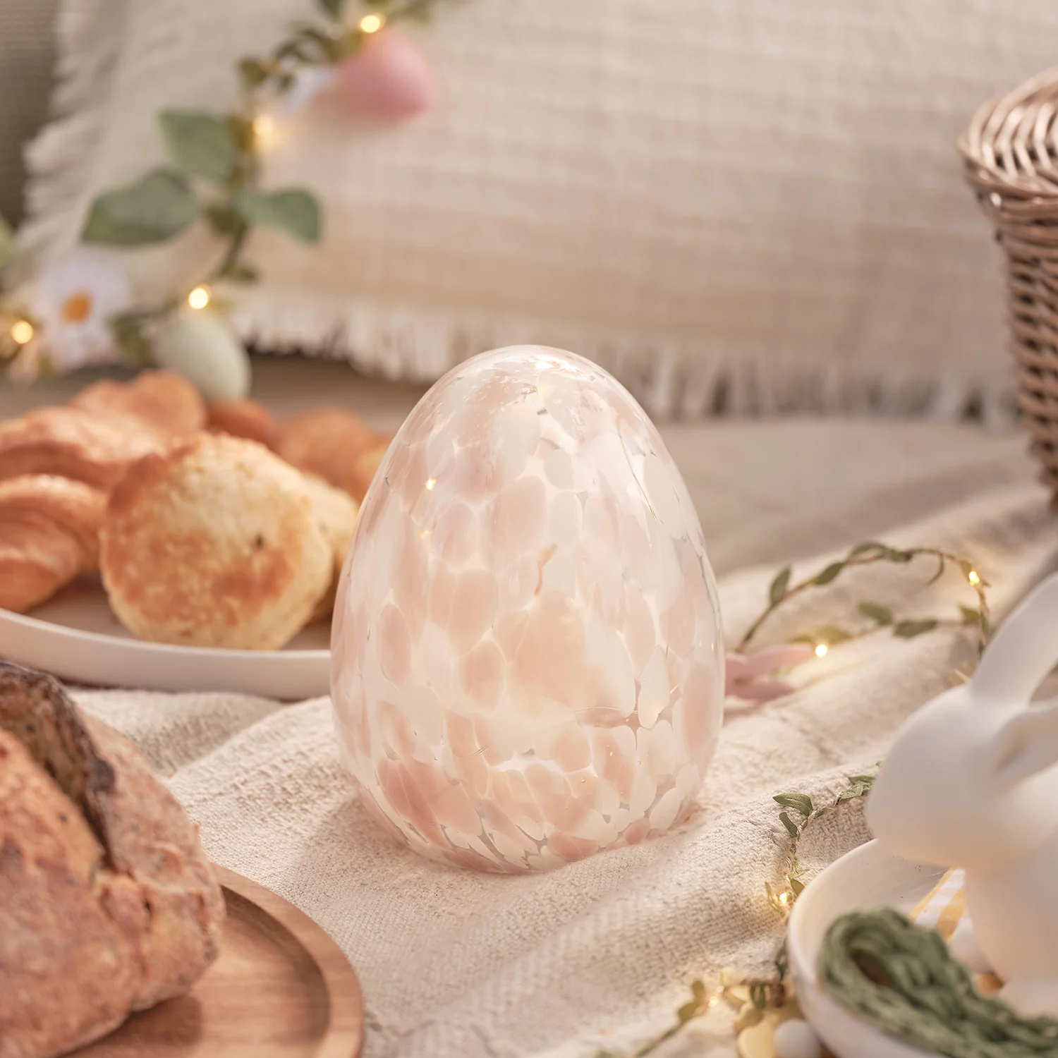 Blush Pink Confetti Glass Easter Egg Light - Image 3