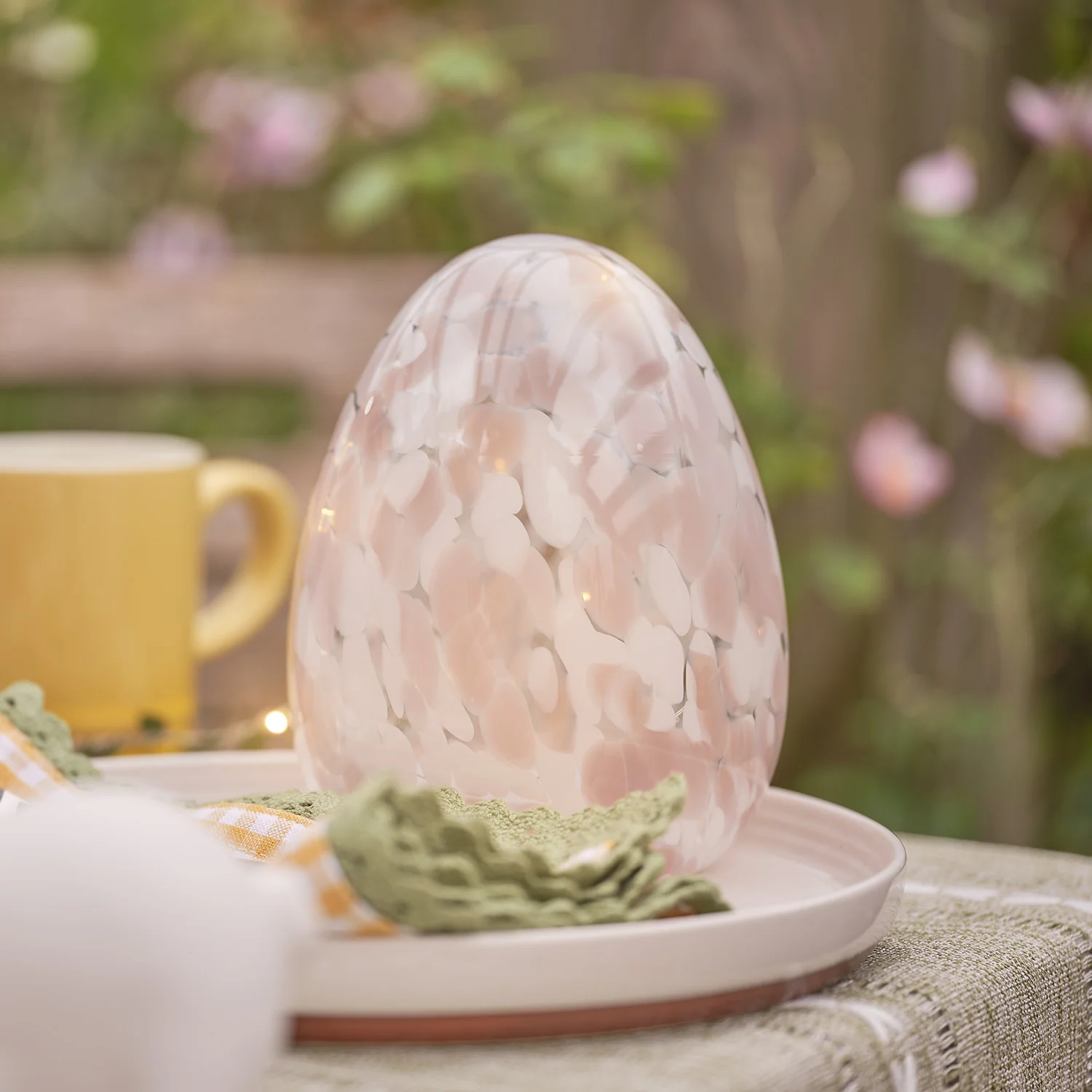 Blush Pink Confetti Glass Easter Egg Light - Image 4
