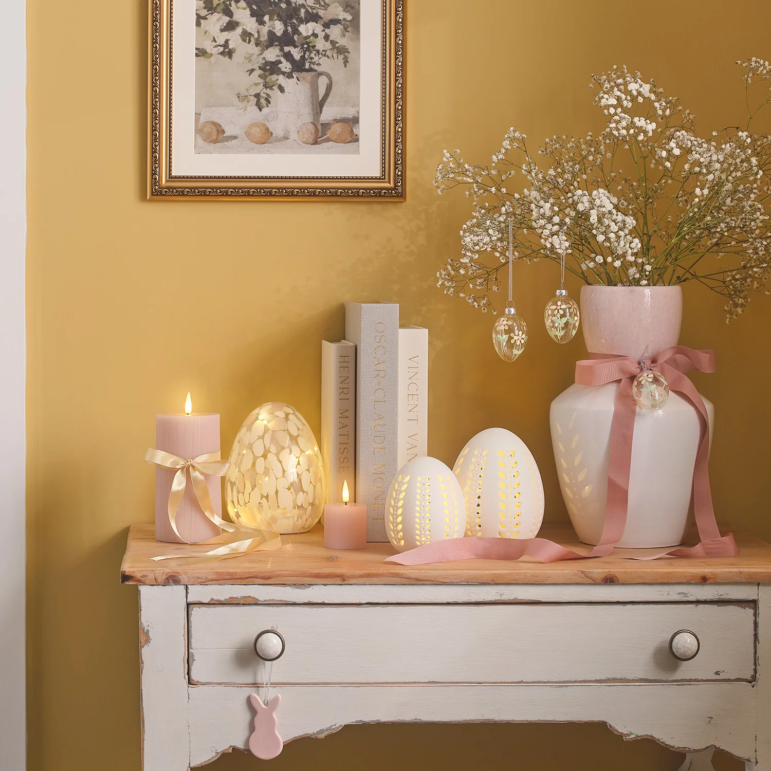 Blush Pink Confetti Glass Easter Egg Light - Image 8