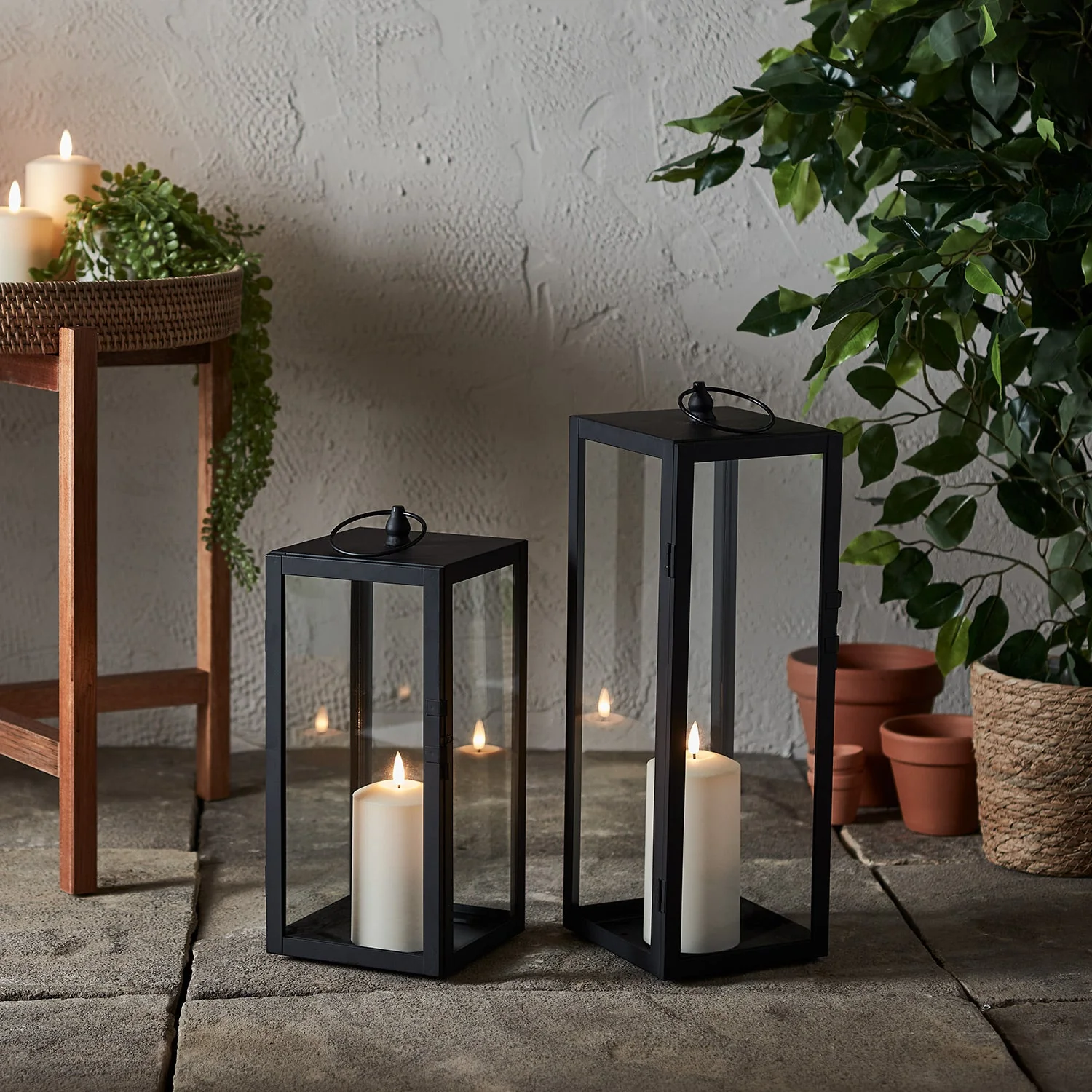 Bowen Black Garden Lantern Duo with White TruGlow® Candles - Image 5