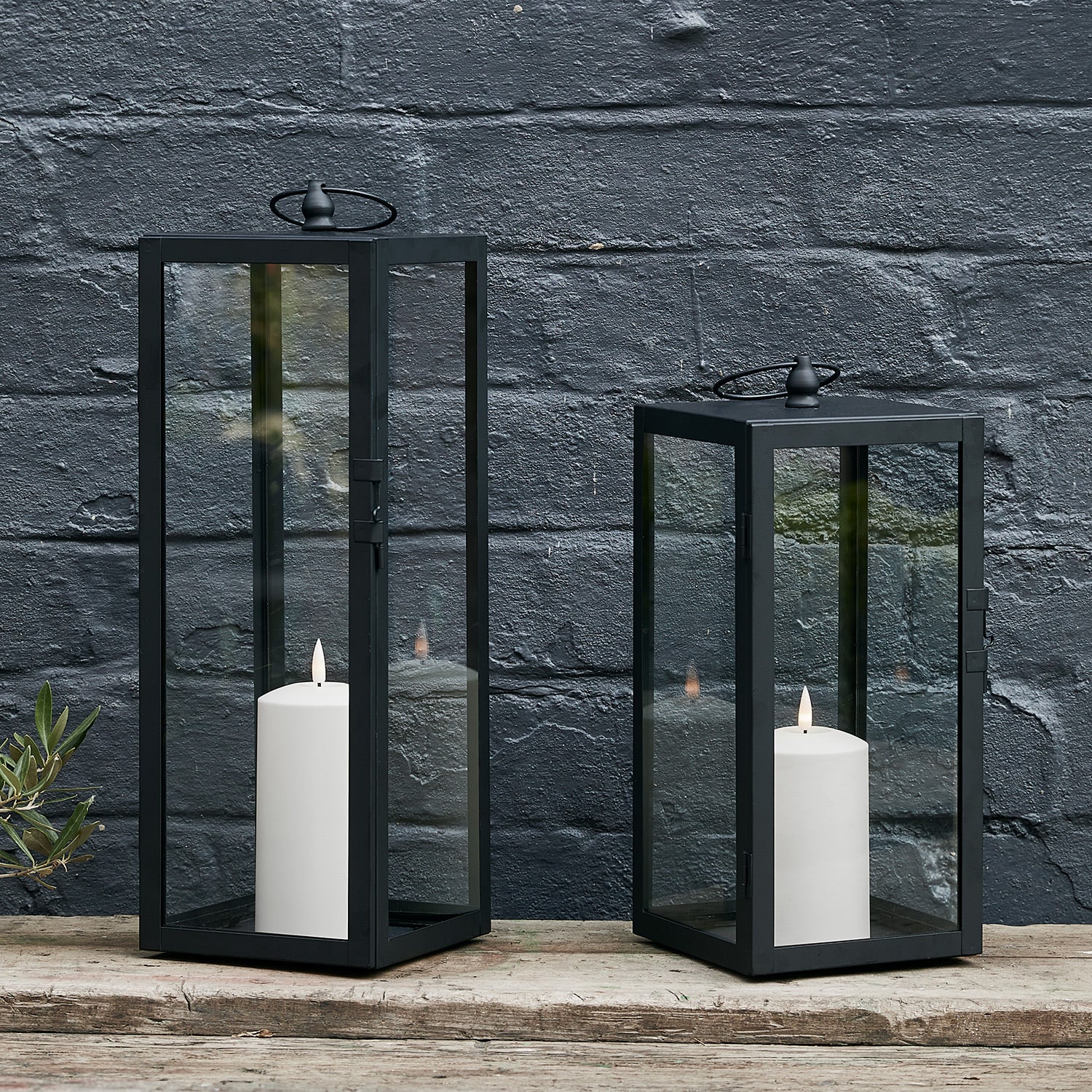 Bowen Black Garden Lantern Duo with White TruGlow® Candles - Image 6