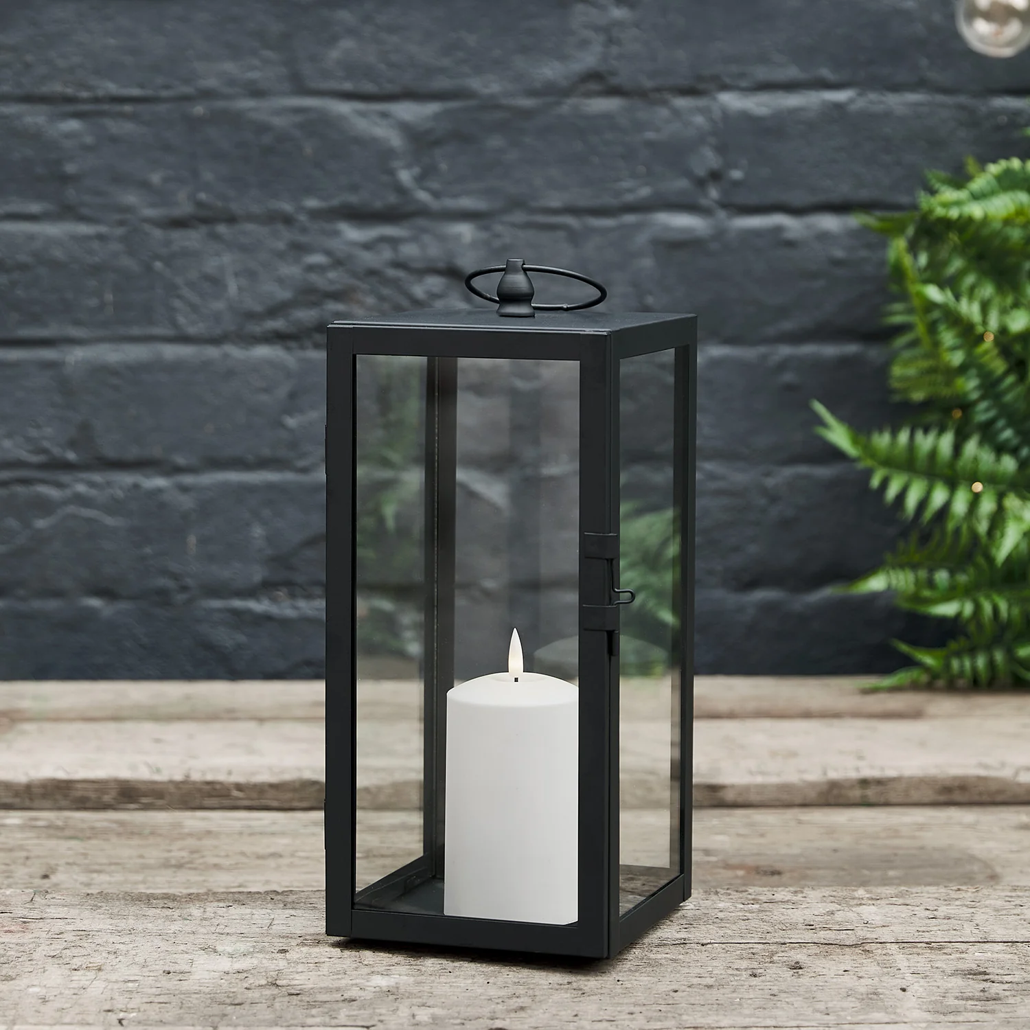 Bowen Black Garden Lantern with White TruGlow® Candle - Image 2
