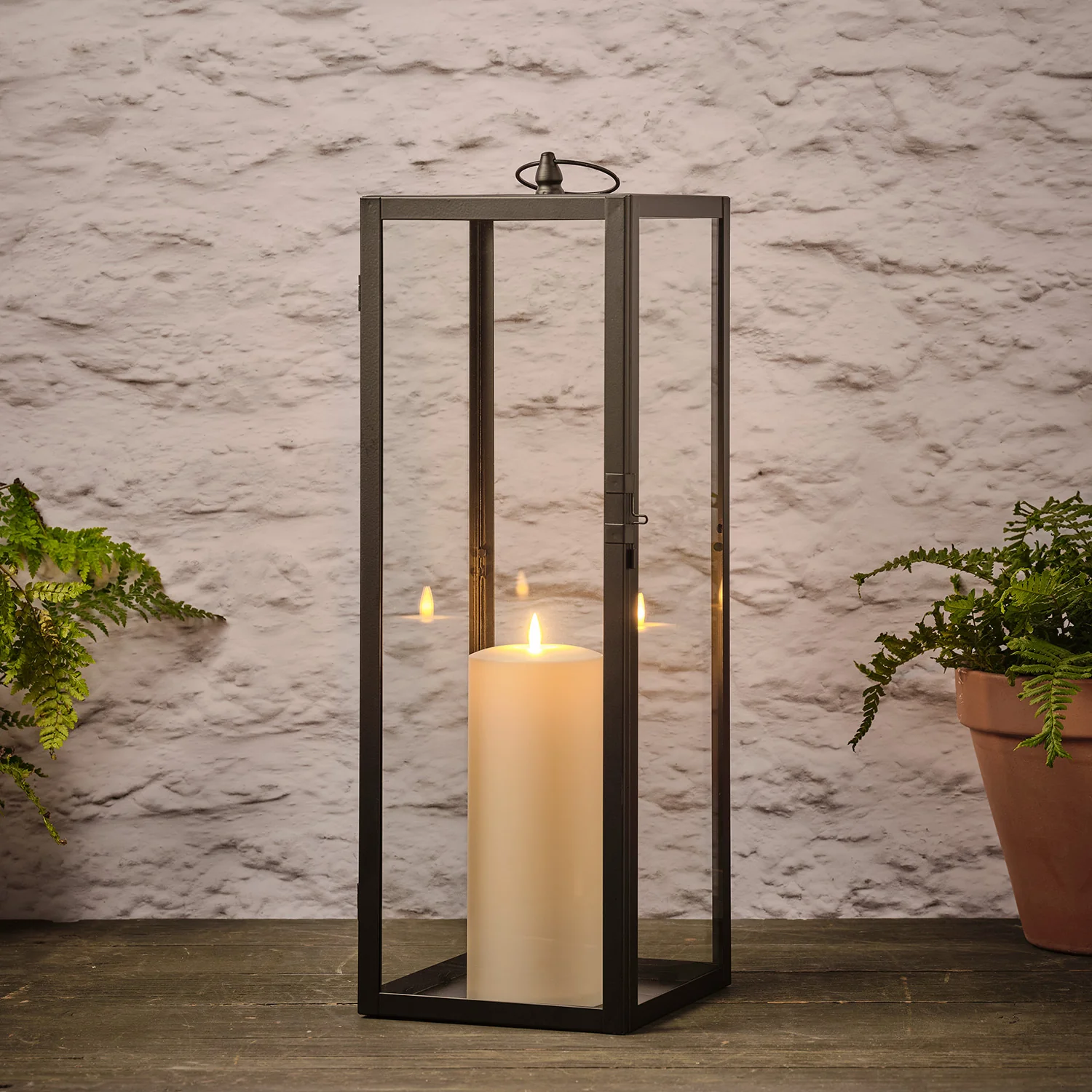 Bowen Extra Large Black Garden Lantern with TruGlow® Candle - Image 3